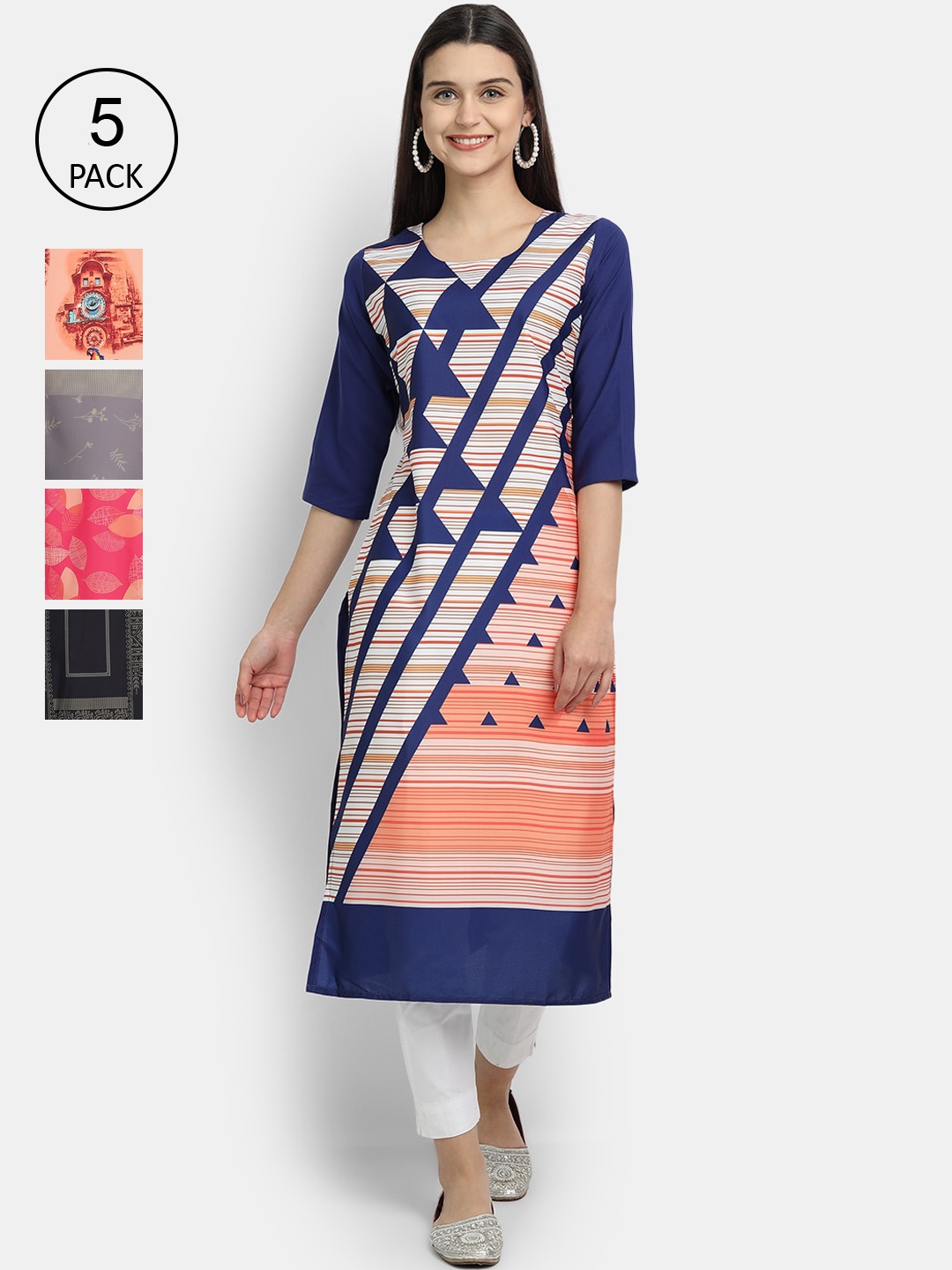 

Ethnic basket Women Pink & Peach Printed Kurta