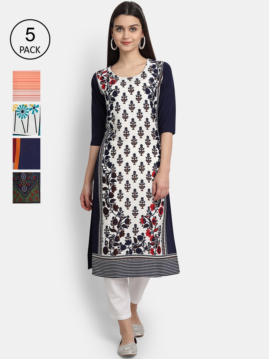 

Ethnic basket Women White & Maroon Printed Kurta