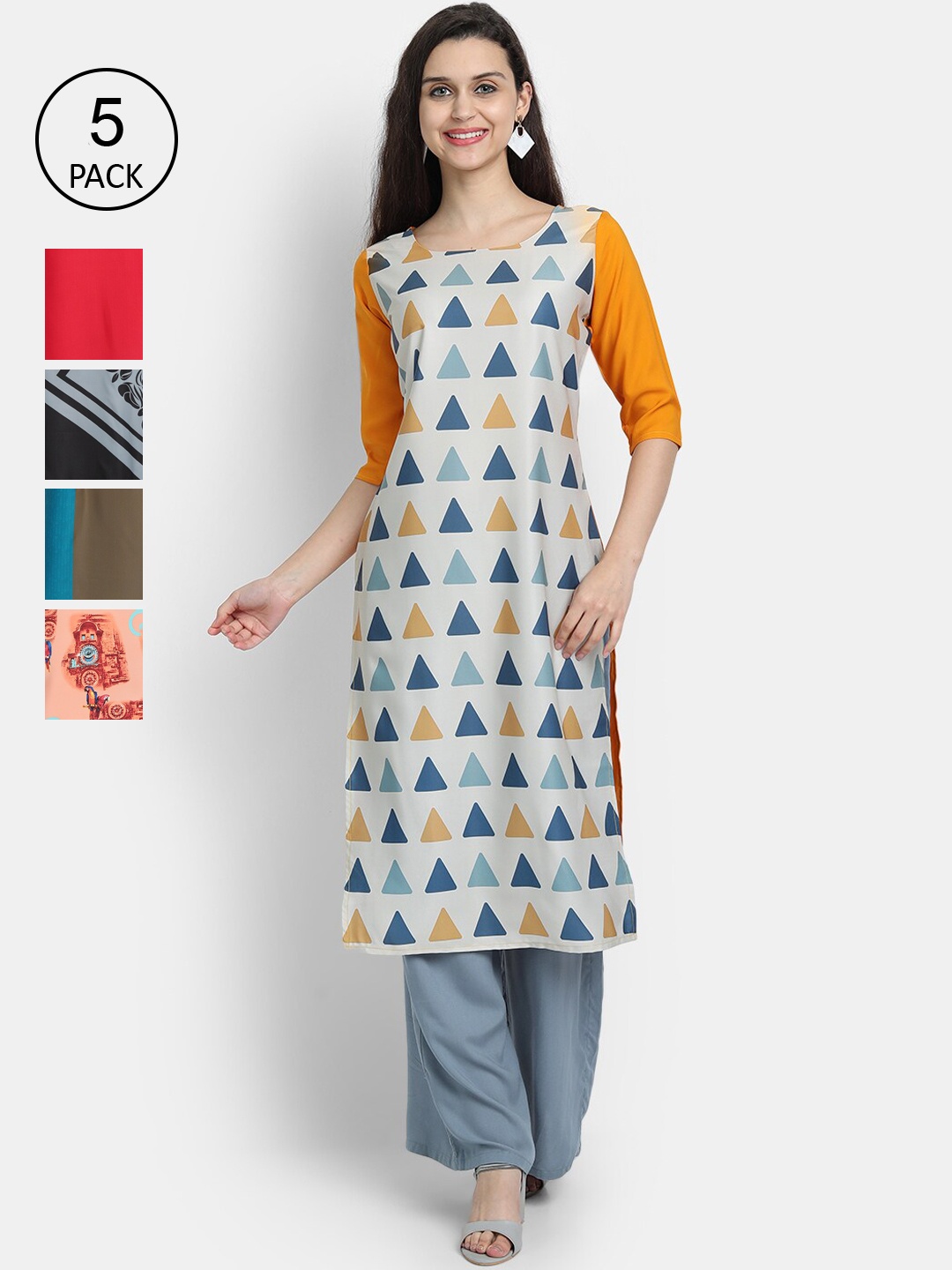 

Ethnic basket Women Grey & Black Printed Kurta