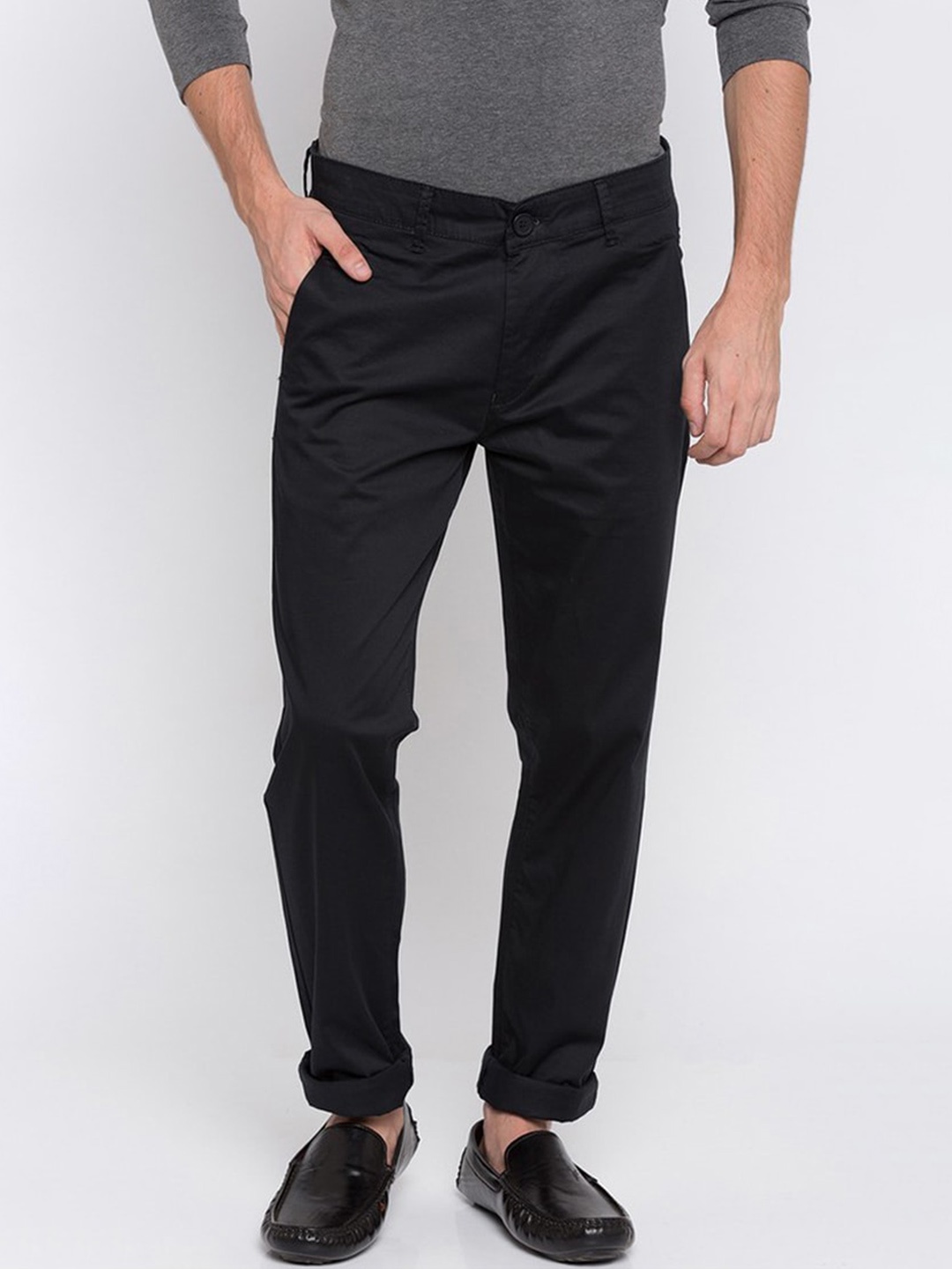 

SPYKAR Men Black Smart Slim Fit Chinos Trousers