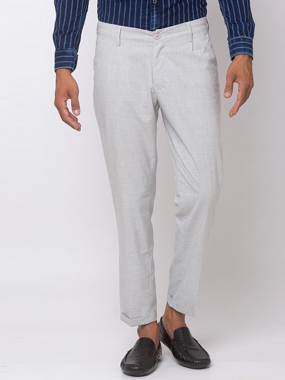 

SPYKAR Men White Smart Slim Fit Cotton Trousers