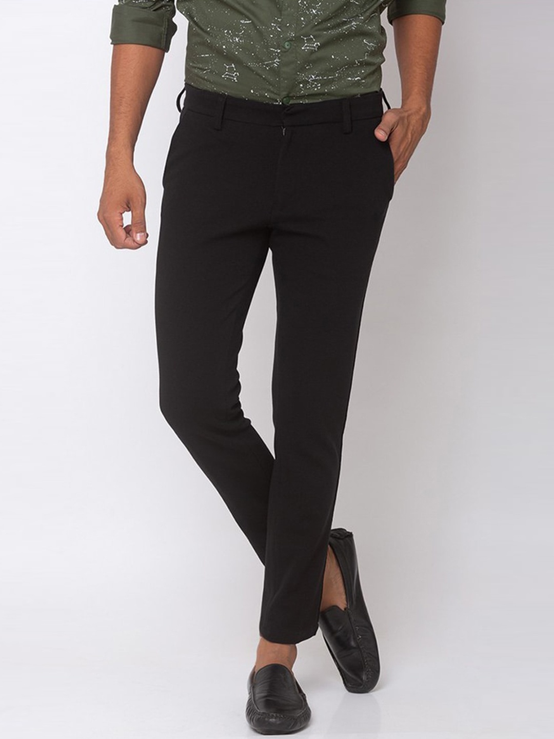 

SPYKAR Men Black Smart Slim Fit Chinos Trousers