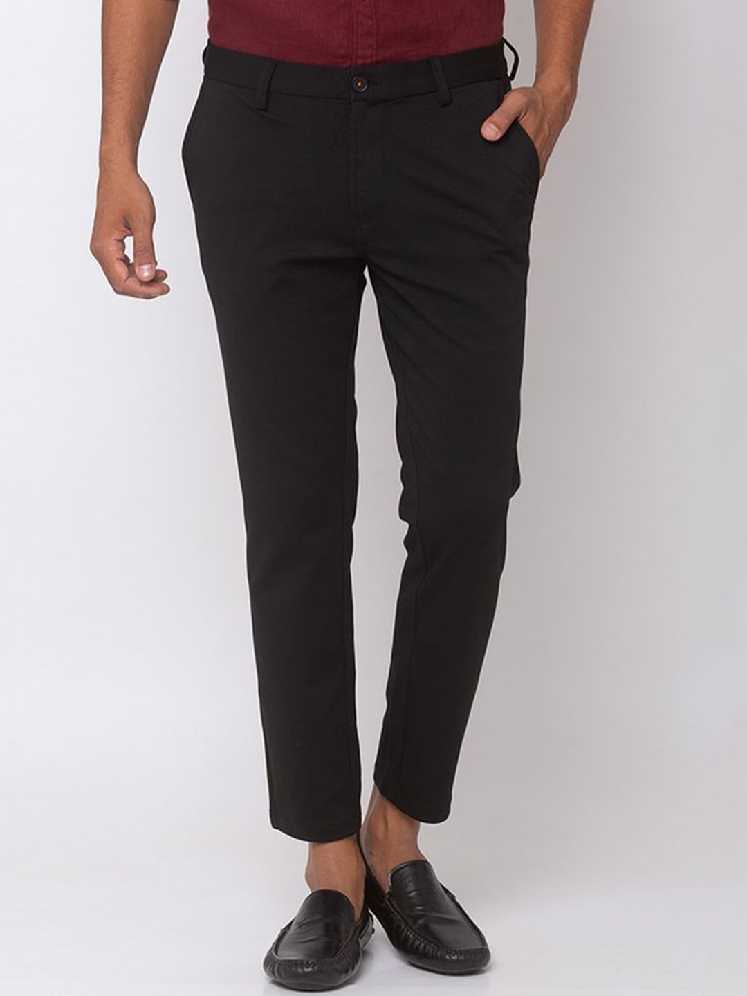 

SPYKAR Men Black Smart Slim Fit Cotton Trousers