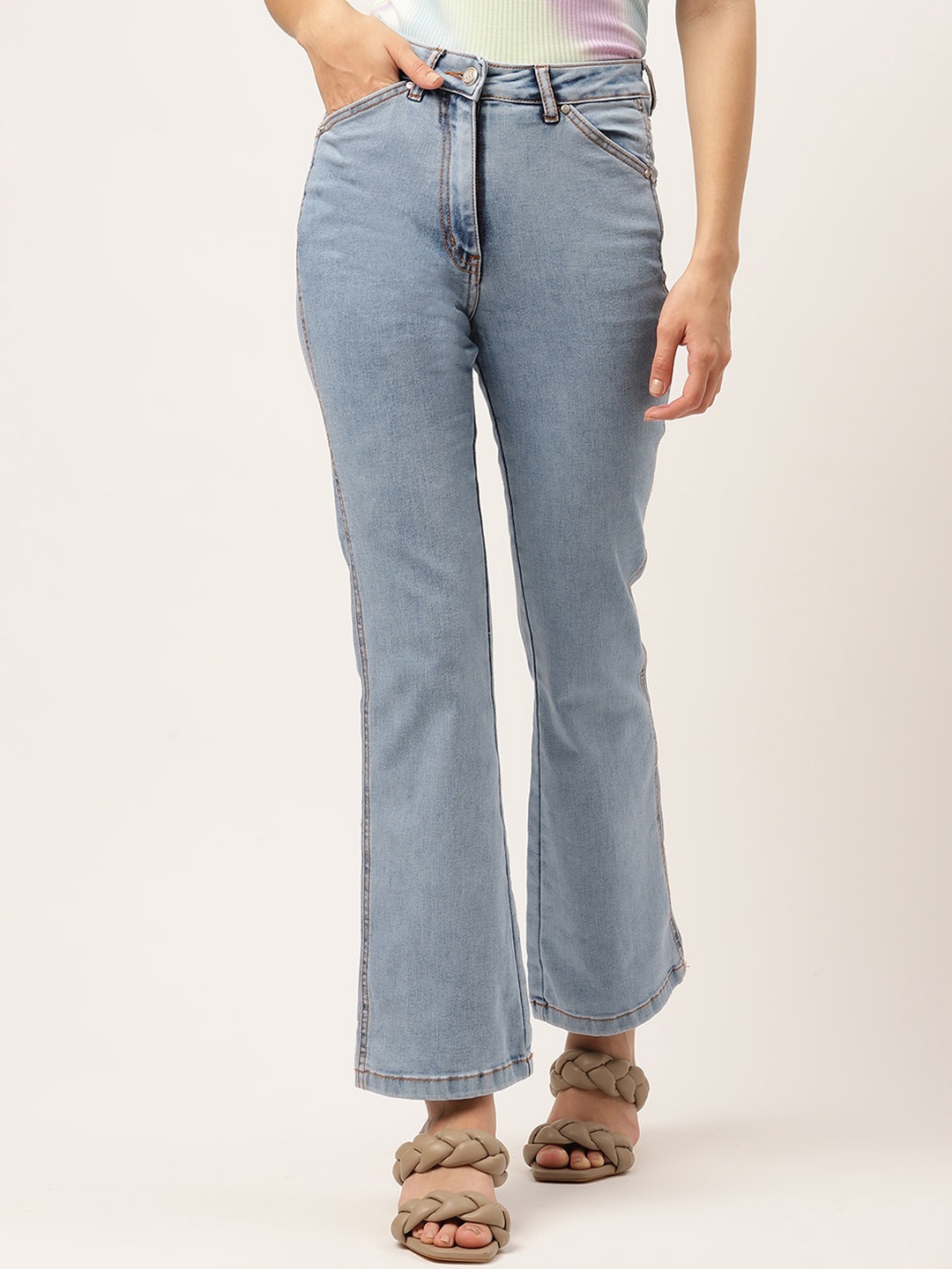 

ELLE Women Blue Light Coloured Non-Stretchable Bootcut Jeans