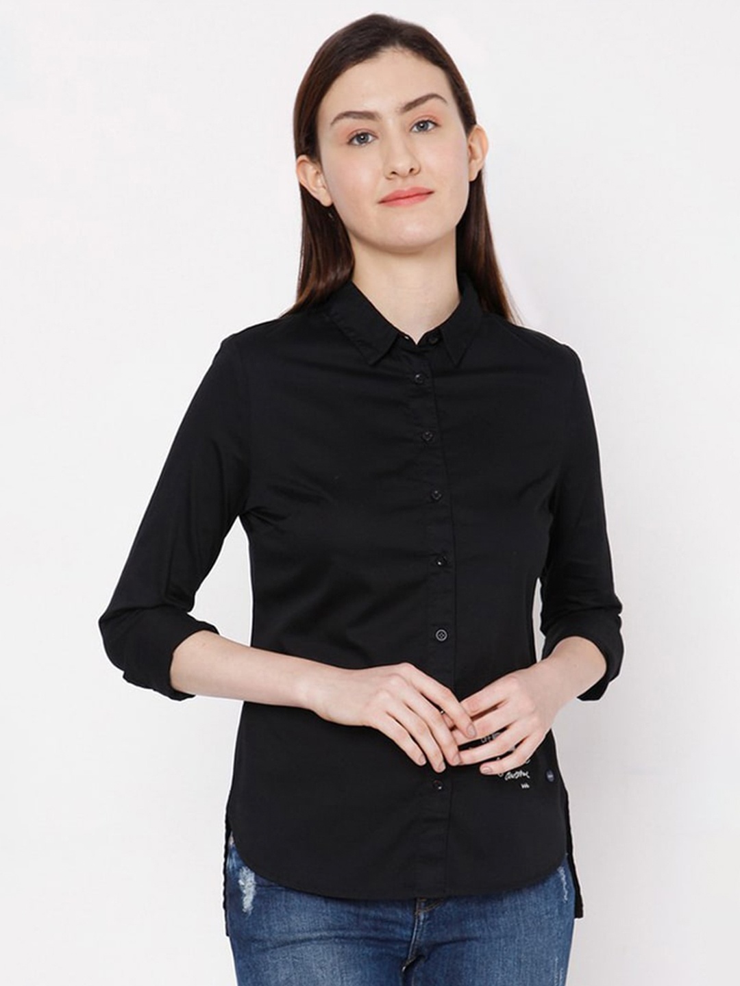 

SPYKAR Women Black Regular Fit Shirt