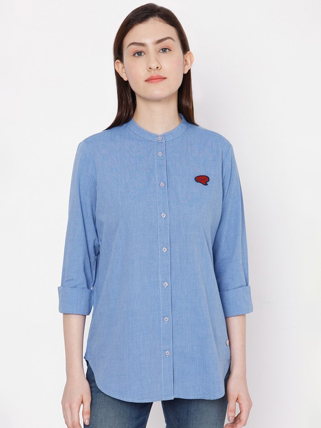 

SPYKAR Women Blue Solid Casual Shirt