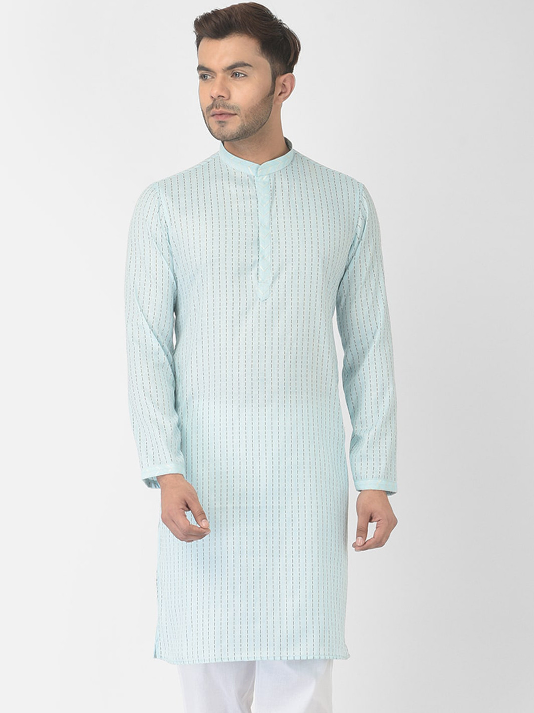 

DEYANN Men Blue Striped Kurta