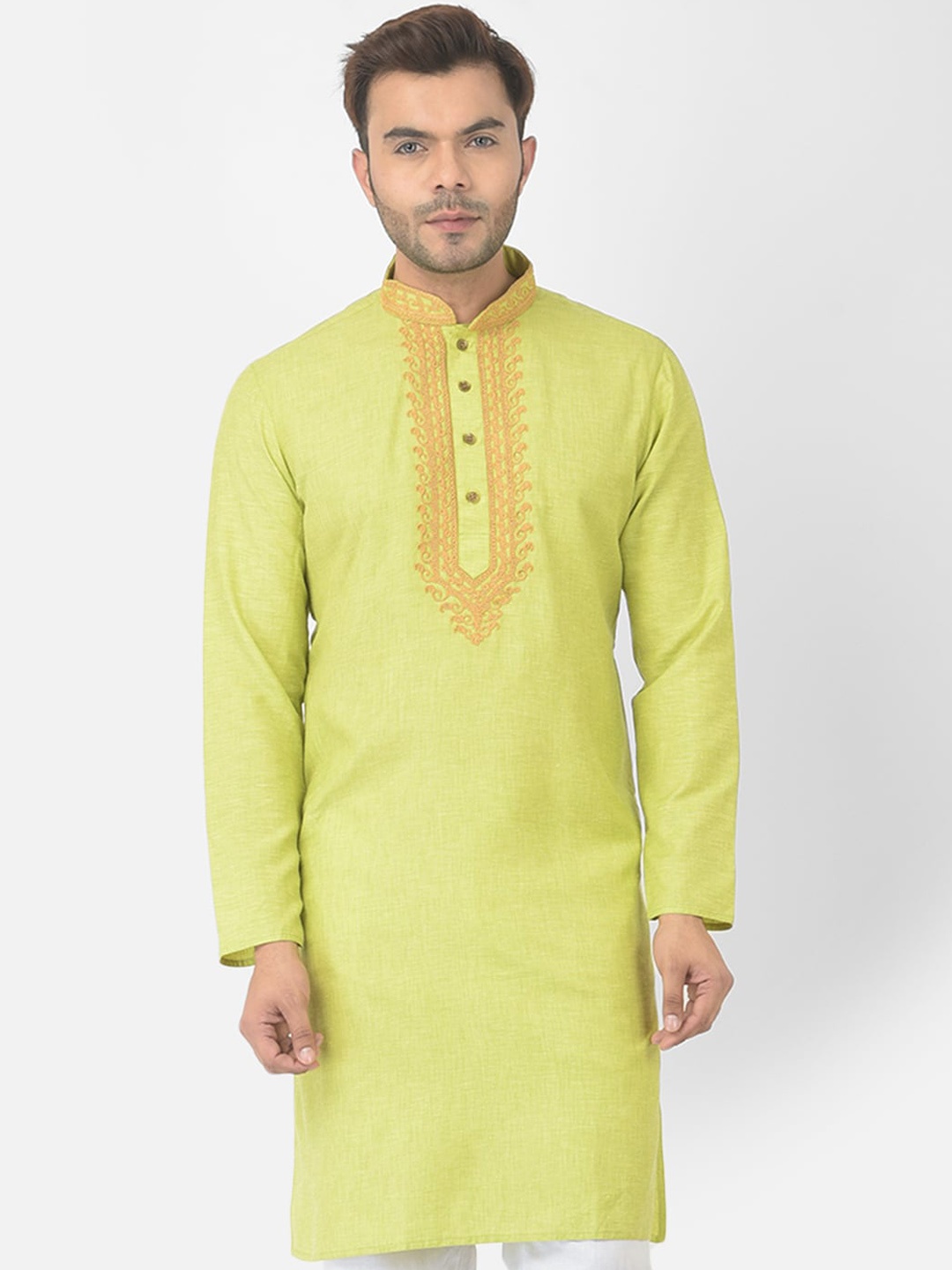 

DEYANN Men Green Solid Kurta