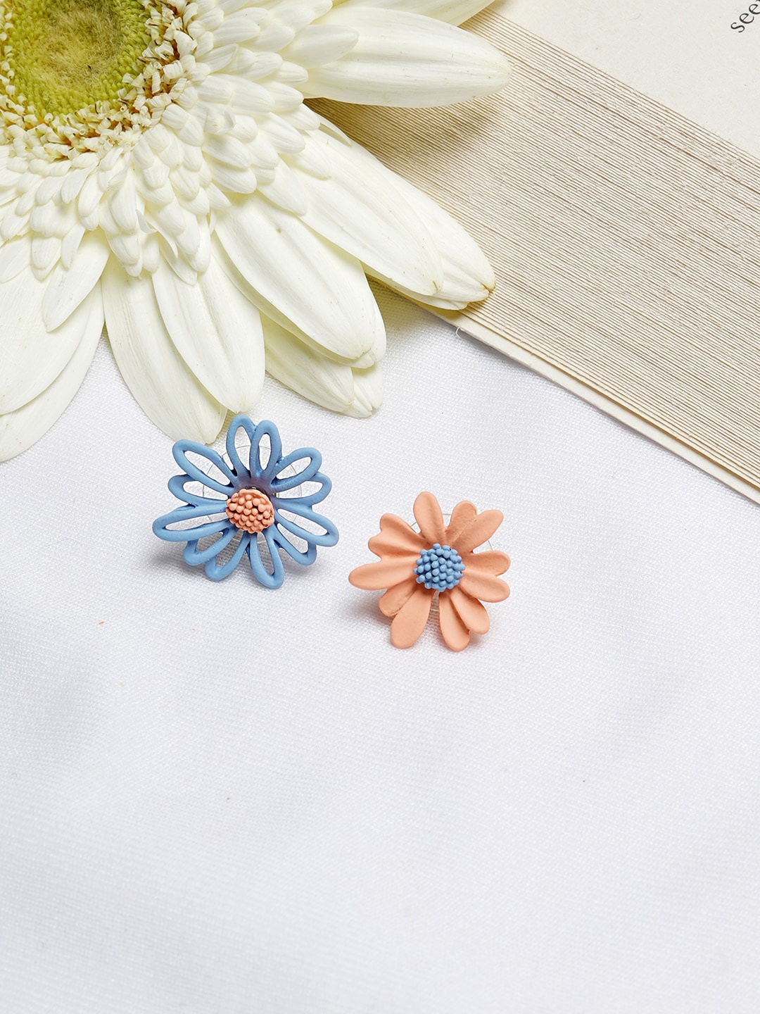 

BEWITCHED Blue & Orange Floral Studs Earrings