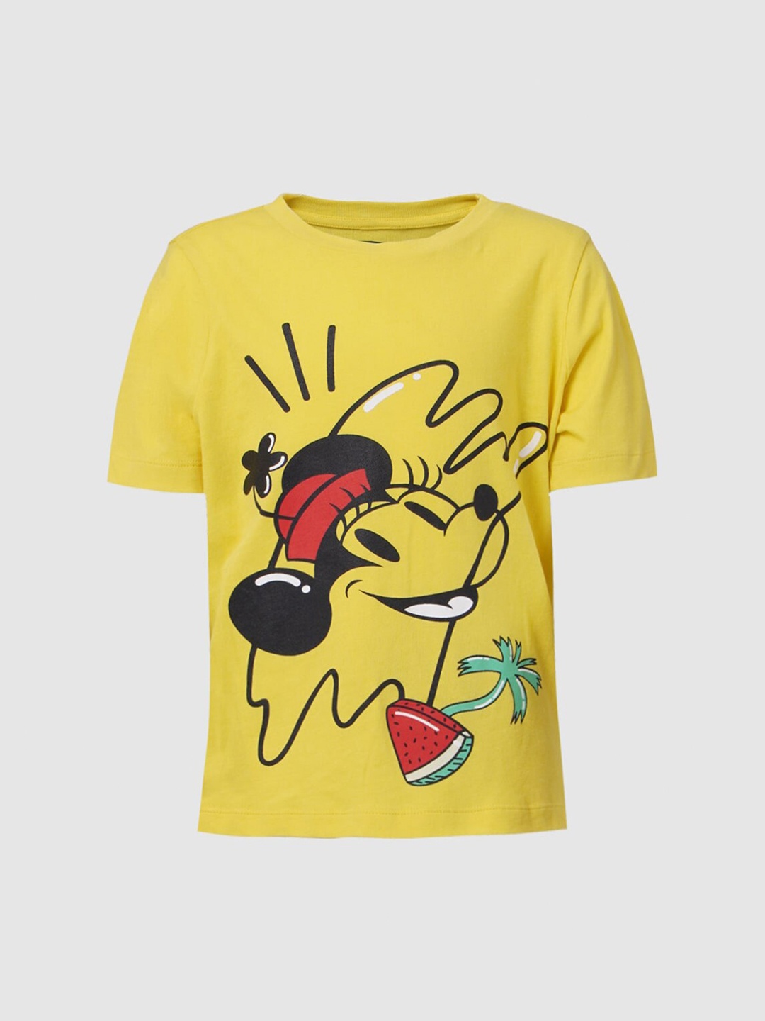 

KIDS ONLY Girls Yellow Printed Raw Edge T-shirt