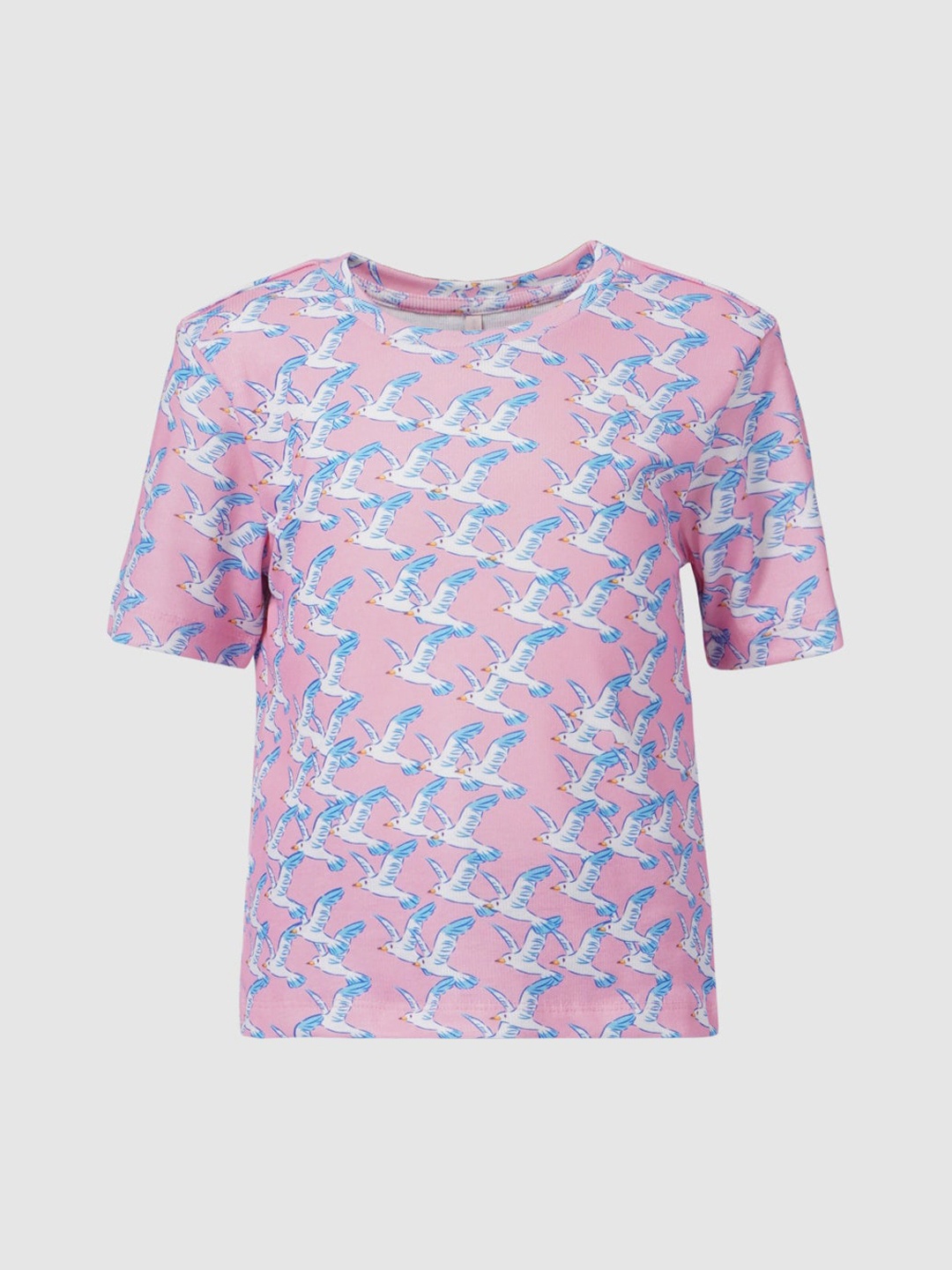 

KIDS ONLY Girls Pink Floral Printed Raw Edge T-shirt