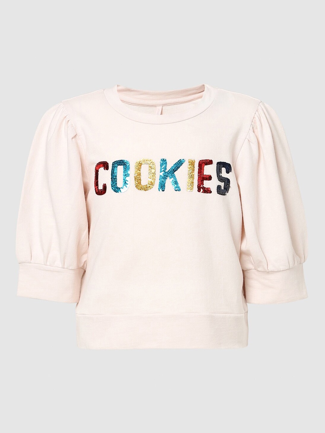 

KIDS ONLY Girls Beige Typography Applique T-shirt