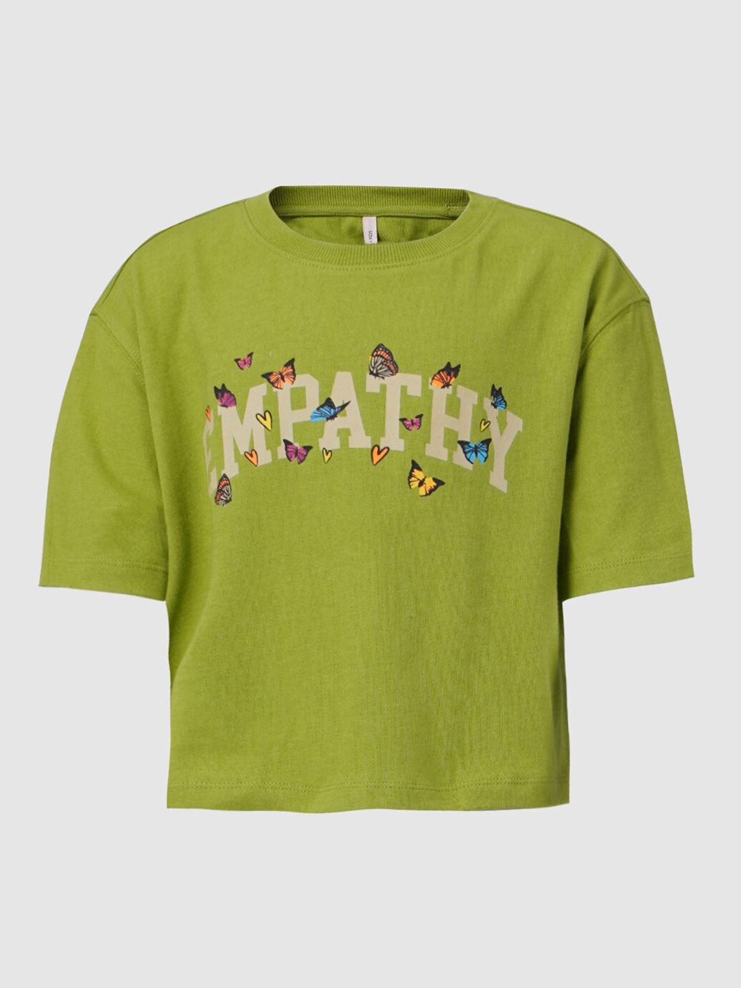 

KIDS ONLY Girls Green Typography Printed T-shirt