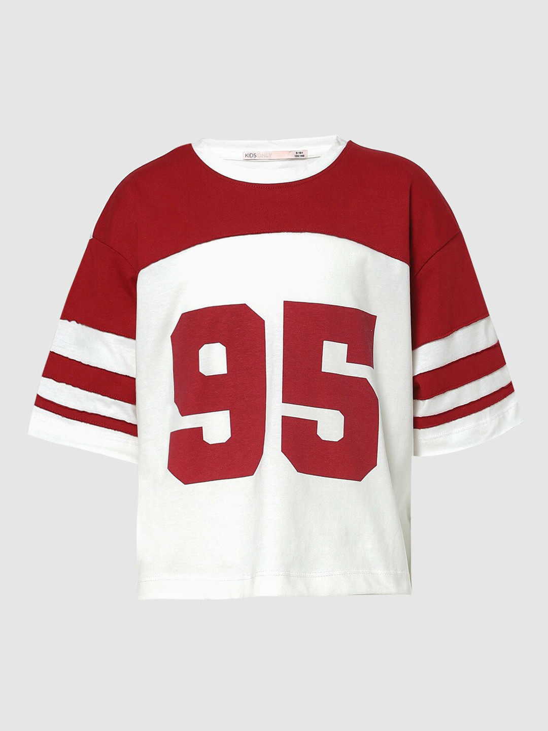 

KIDS ONLY Girls Red Typography Striped Applique T-shirt
