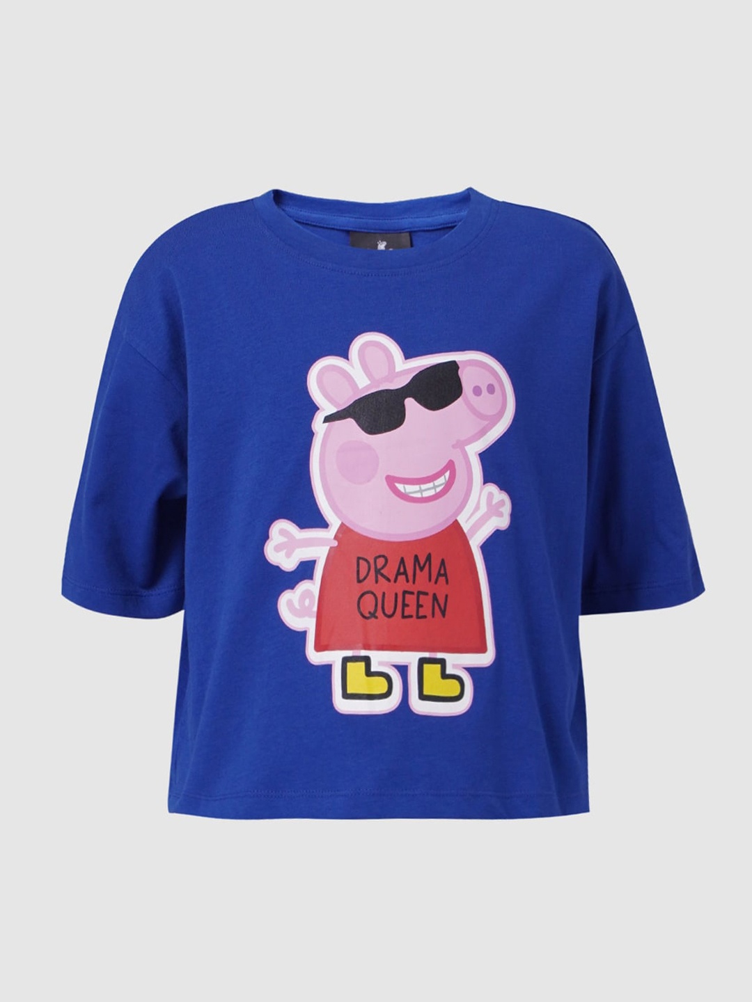 

KIDS ONLY Girls Blue Printed Drop-Shoulder Sleeves Applique T-shirt