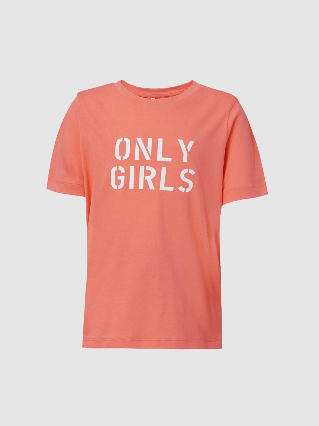 KIDS ONLY Girls Orange Typography Printed Applique T-shirt