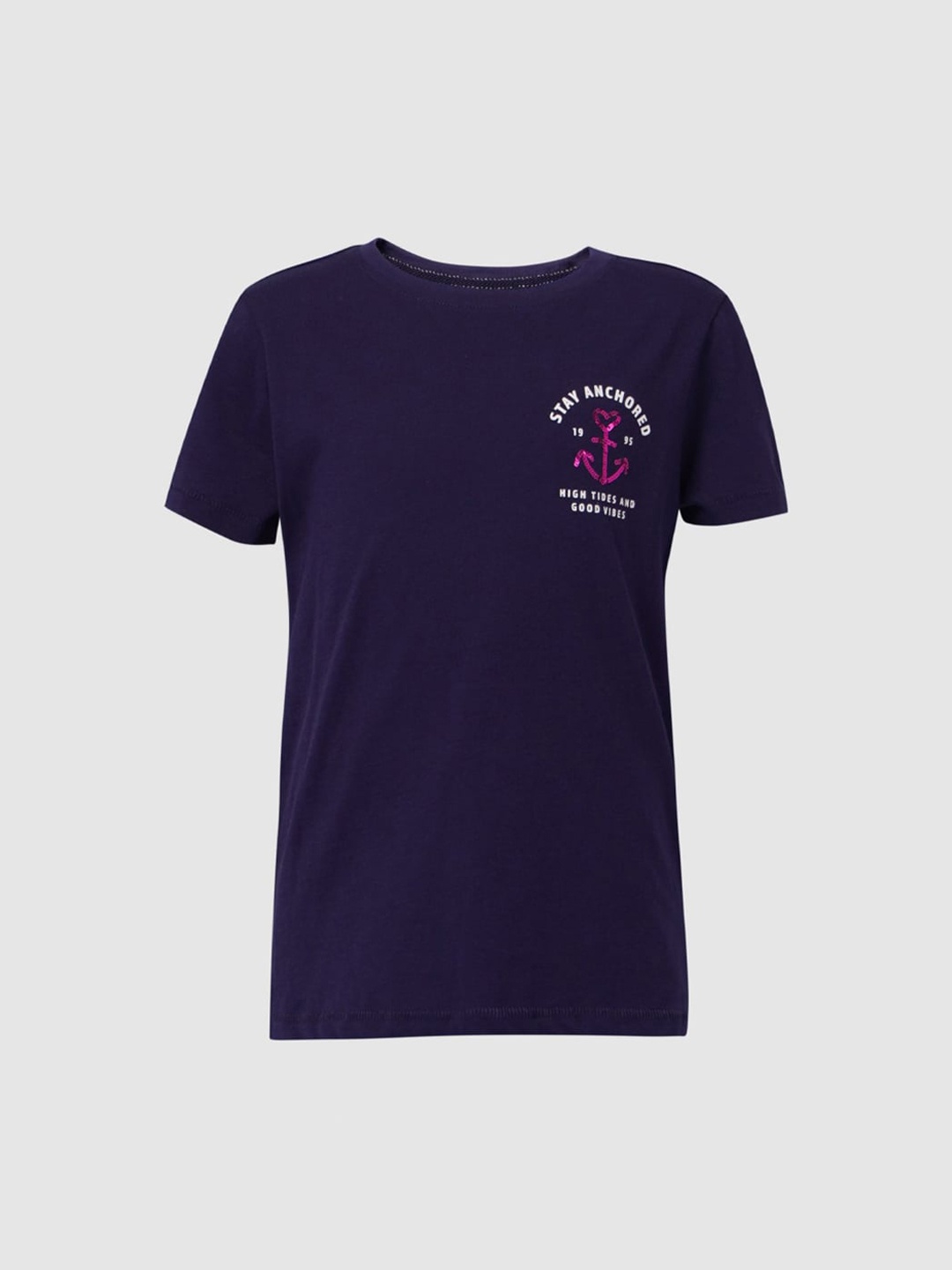 

KIDS ONLY Girls Navy Blue Typography Bohemian Applique T-shirt