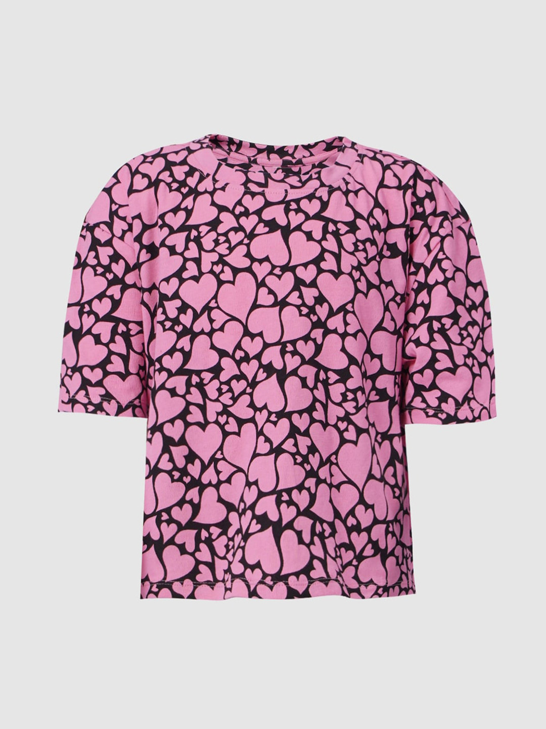 

KIDS ONLY Girls Pink Printed Mandarin Collar Applique T-shirt
