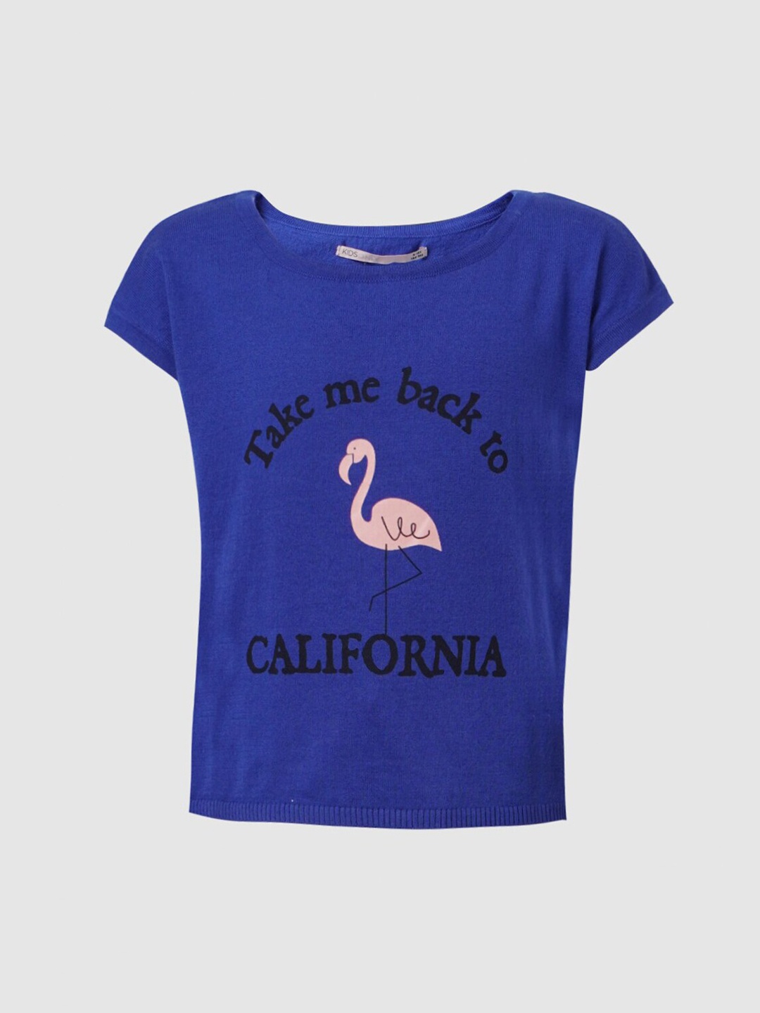 KIDS ONLY Girls Blue Typography Printed Extended Sleeves T-shirt