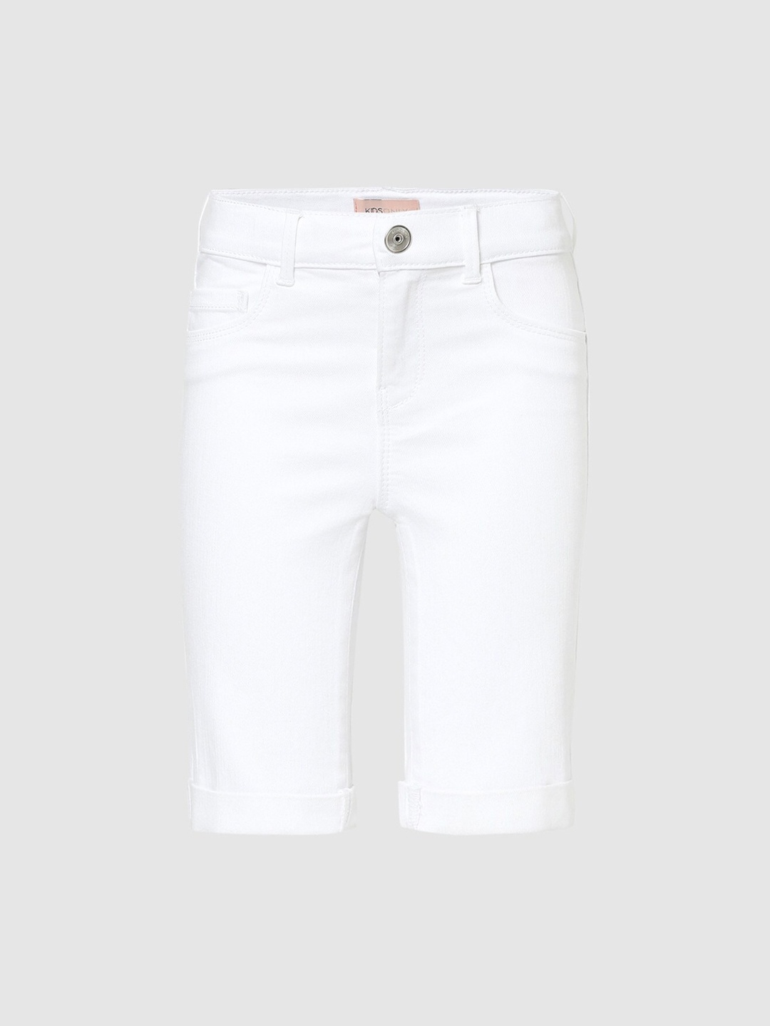 

KIDS ONLY Girls White Slim Fit High-Rise Denim Shorts