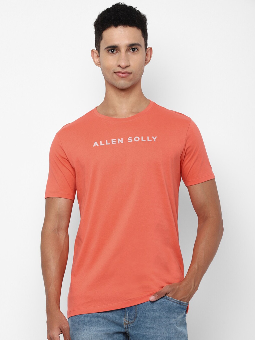 

Allen Solly Men Orange Typography Printed T-shirt