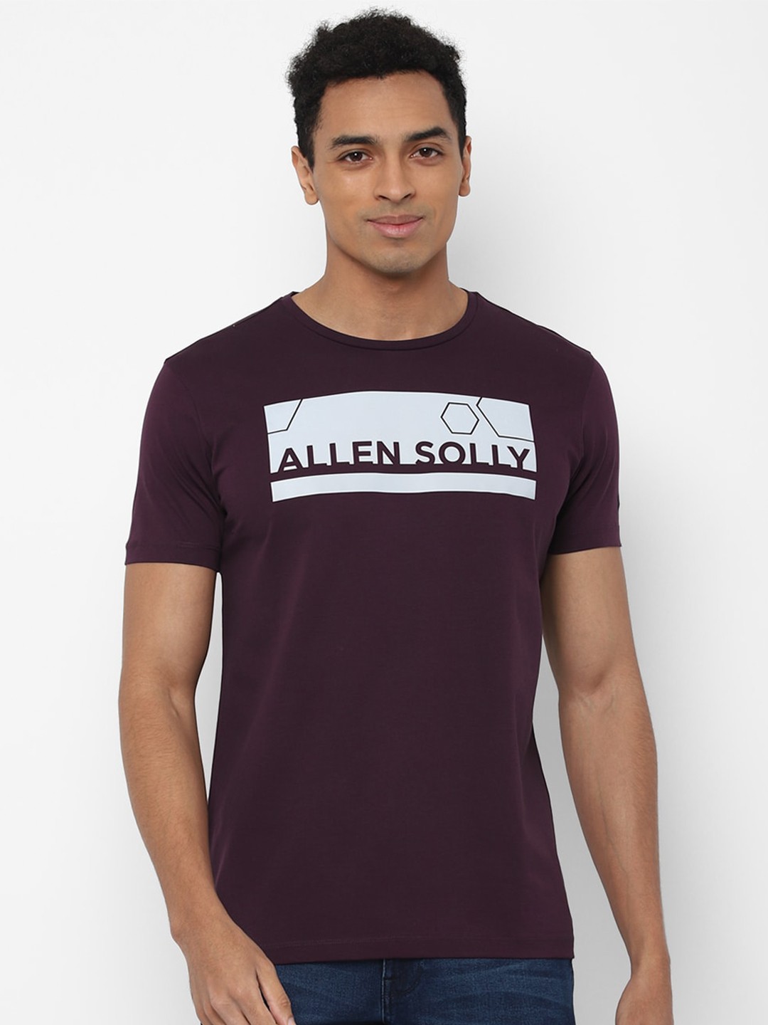 

Allen Solly Men Purple & White Typography Printed Cotton T-shirt