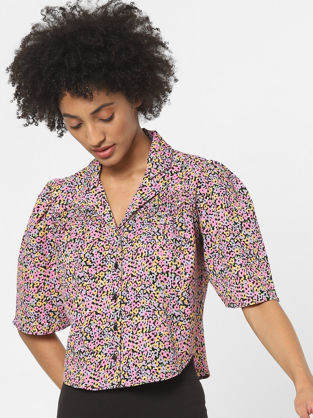 

ONLY Women White & Pink Printed Casual Shirt