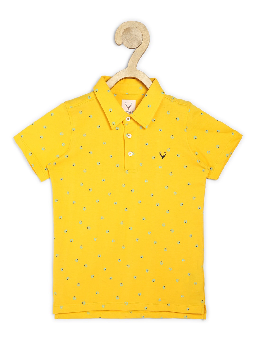 

Allen Solly Junior Boys Yellow Printed Polo Collar Applique T-shirt