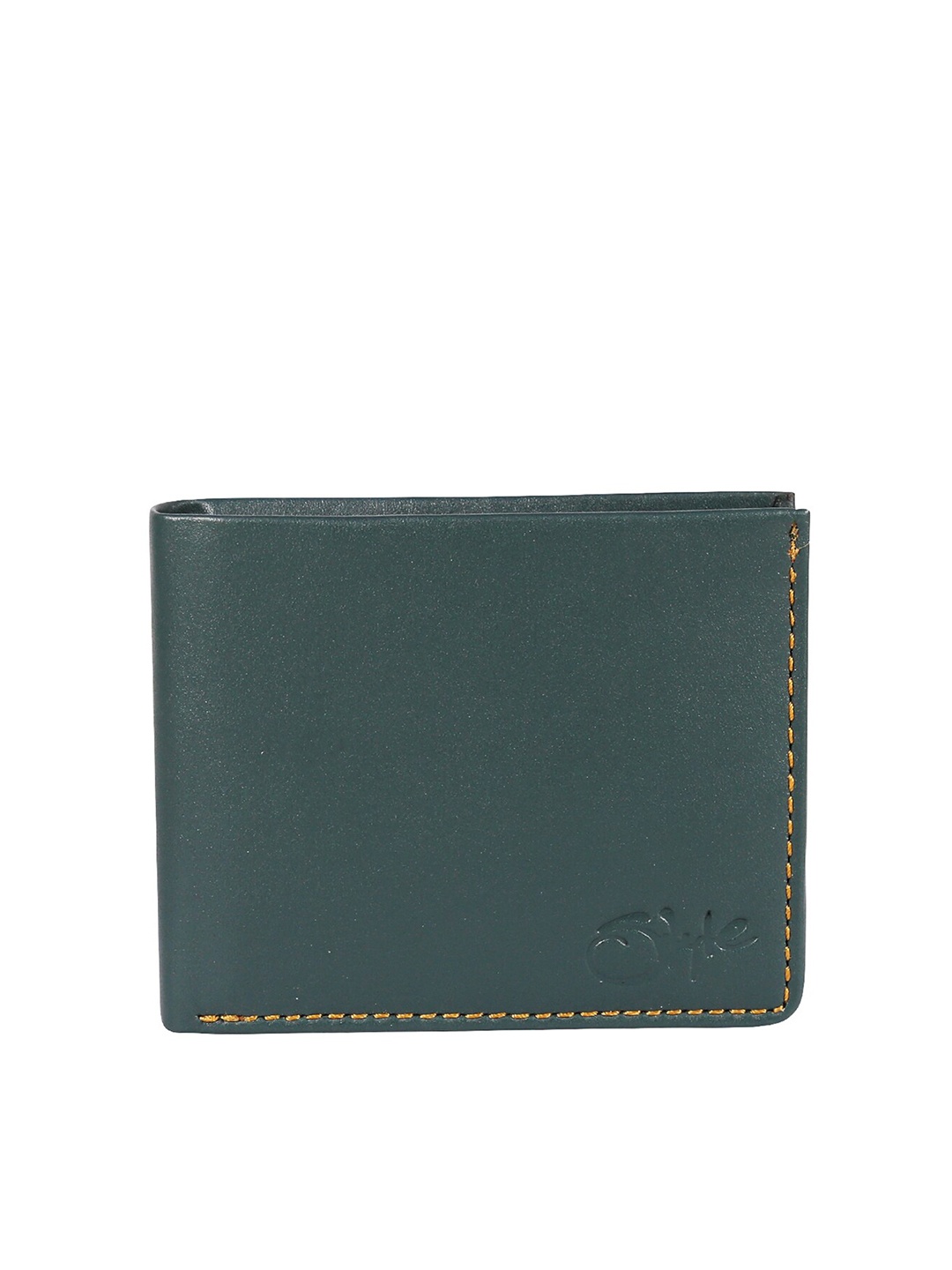 

Style SHOES Men Green Leather RFID Two Fold Wallet