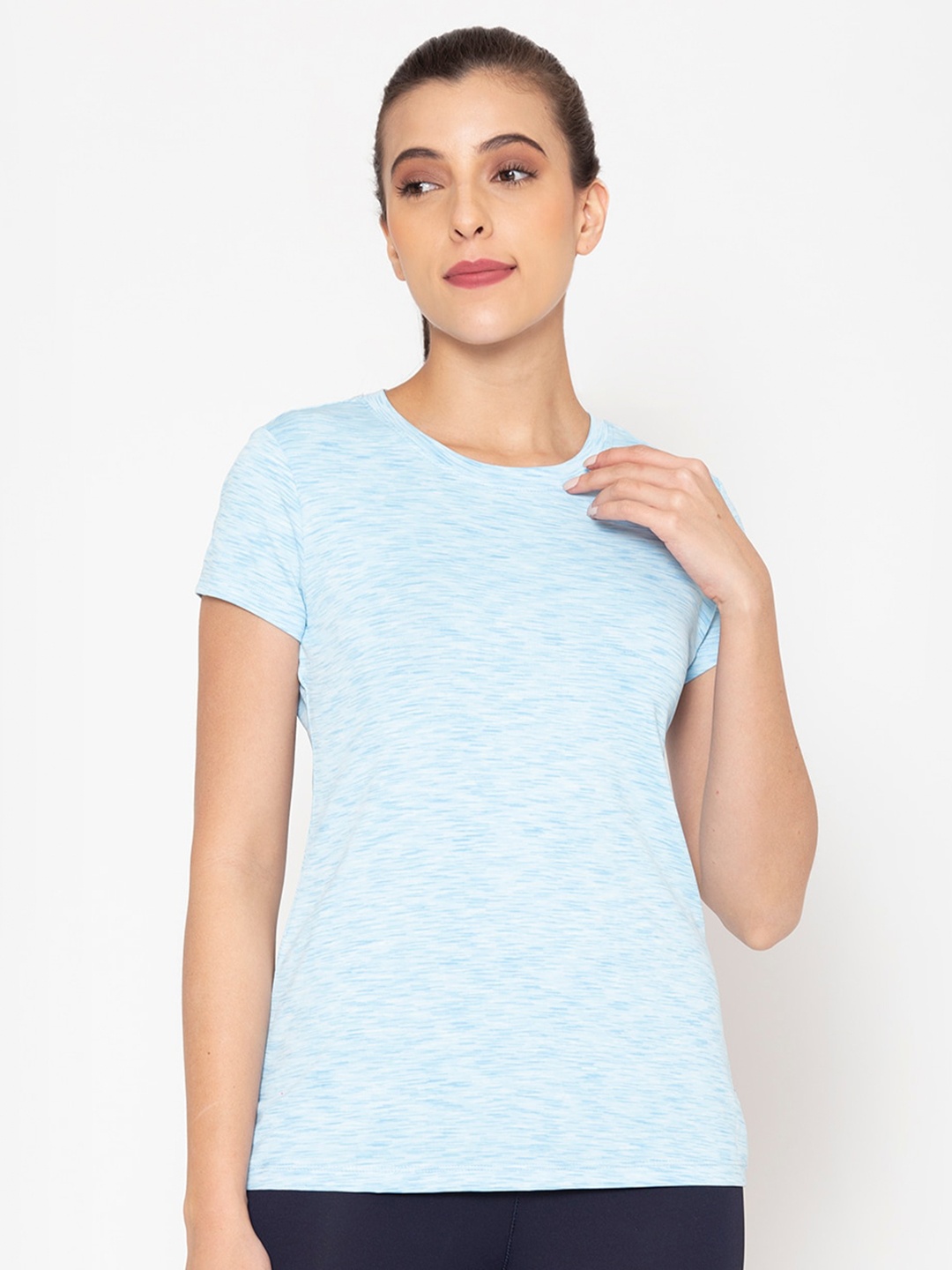 

BODYACTIVE Women Blue Dri-FIT T-shirt