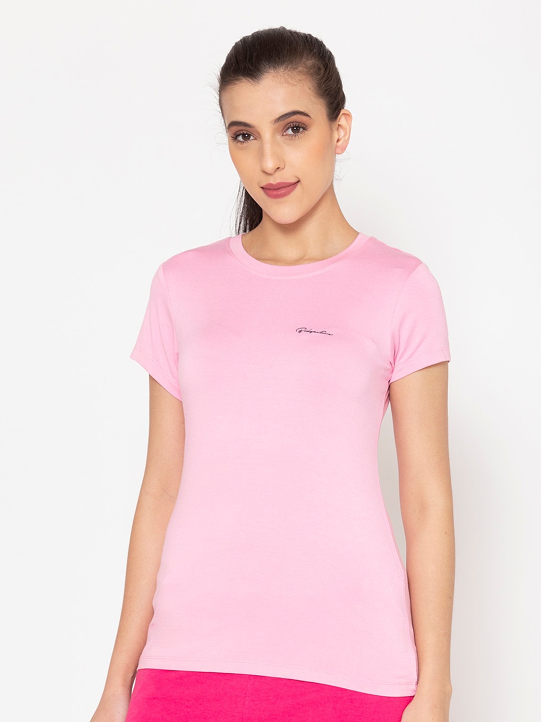 

BODYACTIVE Women Pink Slim Fit T-shirt