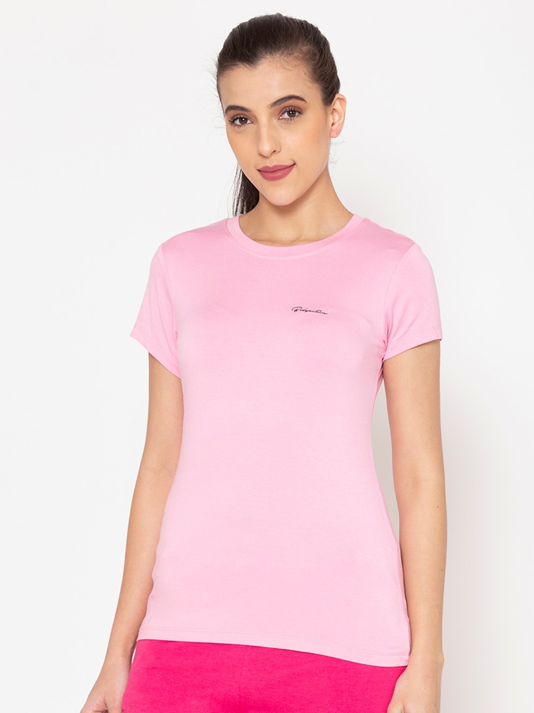 

BODYACTIVE Women Pink Slim Fit T-shirt