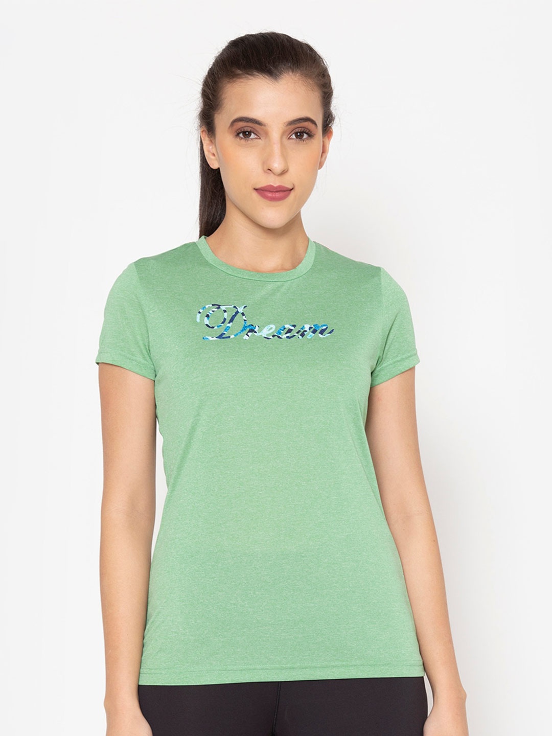 

BODYACTIVE Women Grey Typography Printed Dri-FIT T-shirt