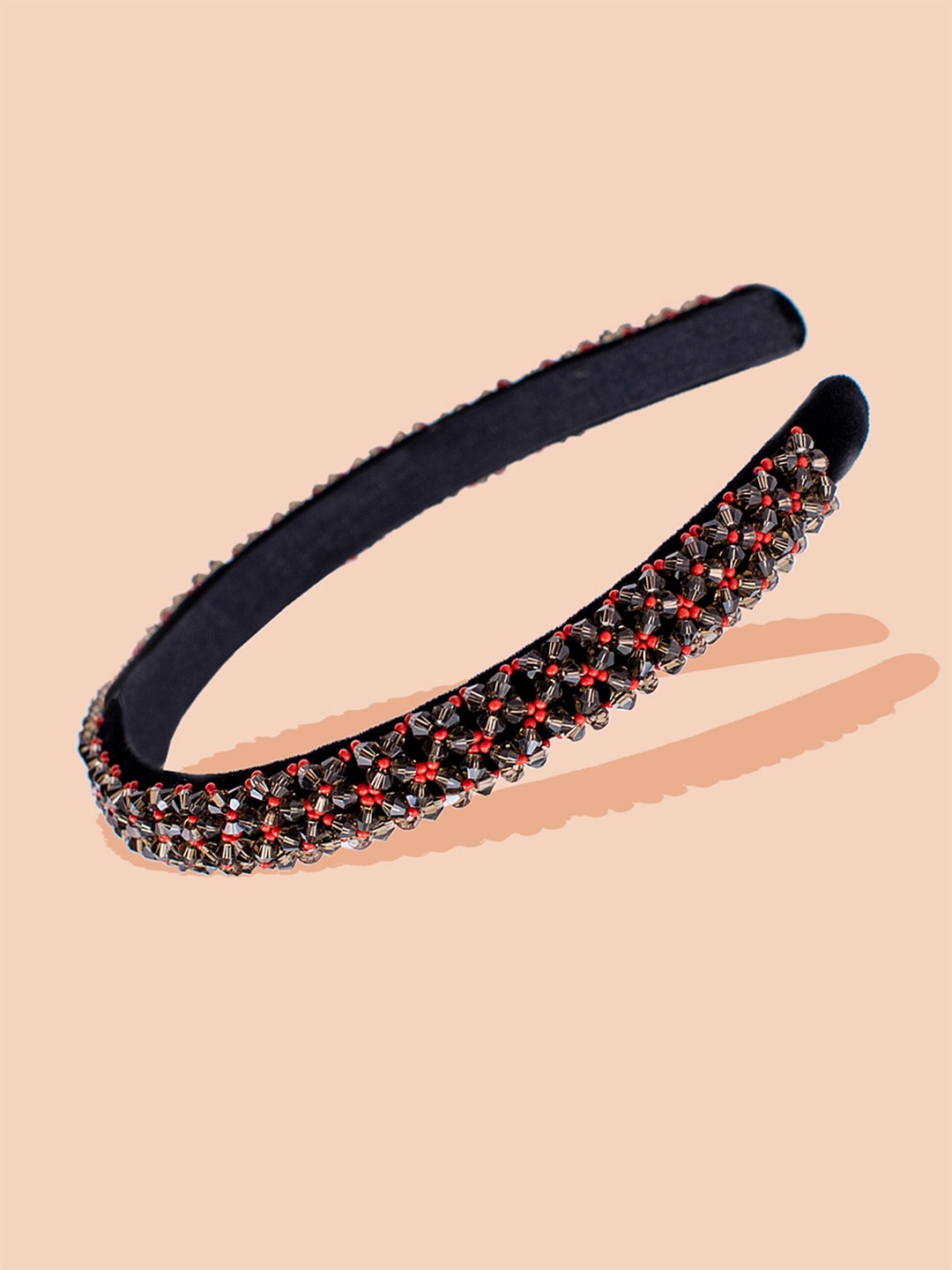 

HAIR DRAMA CO. Women Black & Red Embellished Hairband