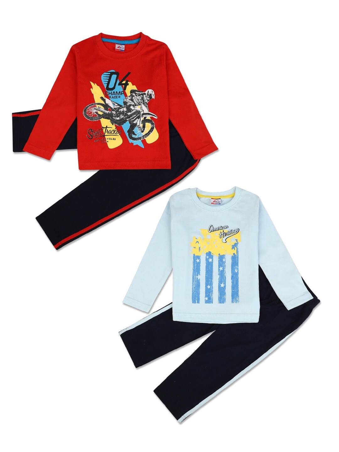 

V-Mart Boys Set of 2 Printed T-shirt with Trousers, Red
