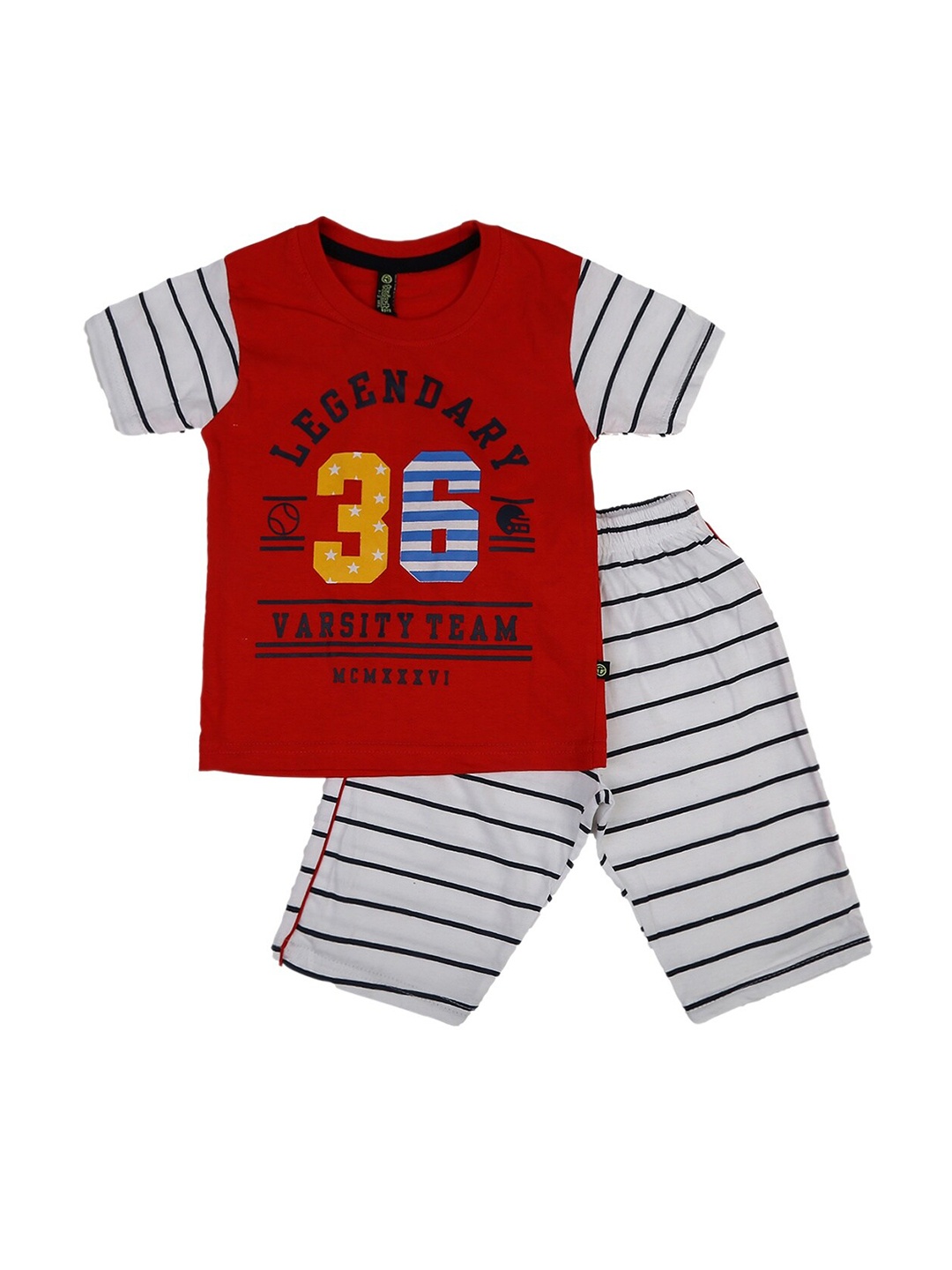 

V-Mart Kids Red & Grey Printed T-shirt with Shorts