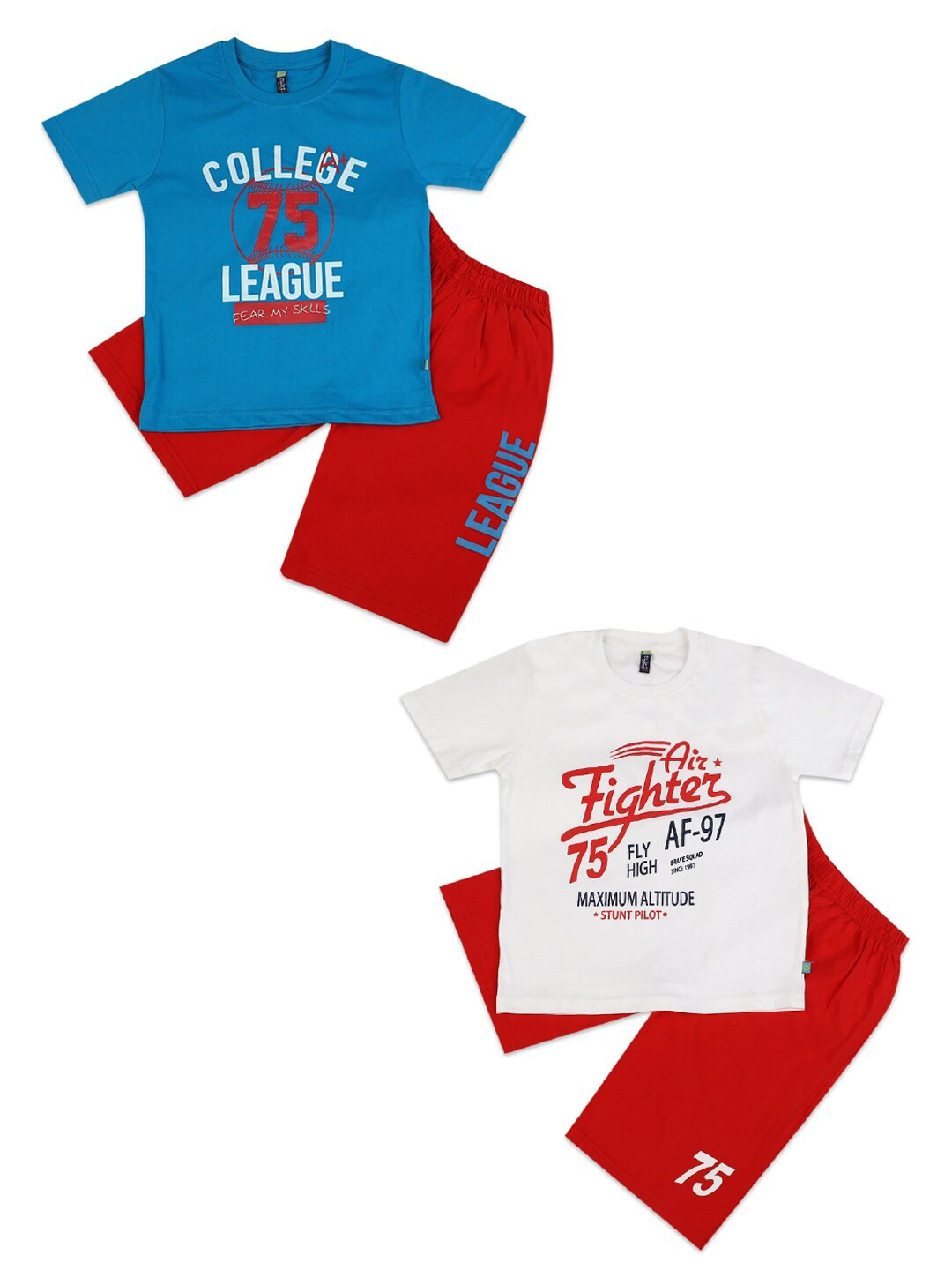 

V-Mart Kids Set of 2 Blue & White Printed T-shirt with Shorts