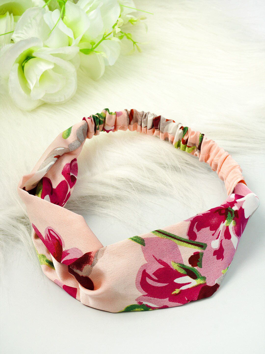 

Ferosh Women Peach-Coloured & Green Hairband