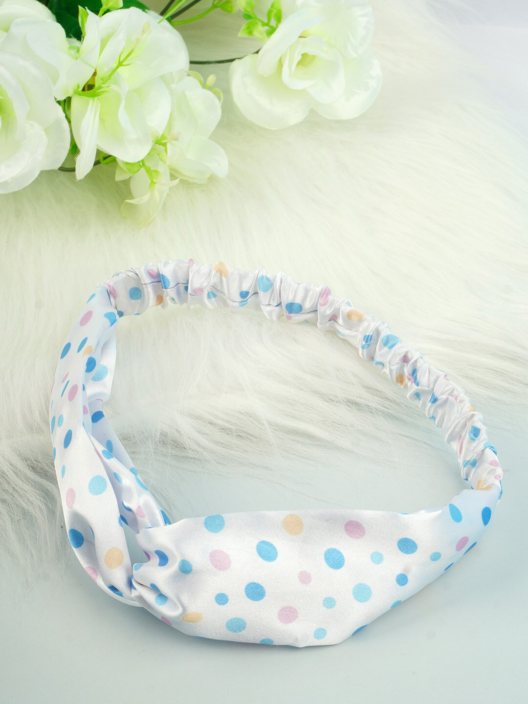 

Ferosh Women White & Blue Printed Knot Hairband