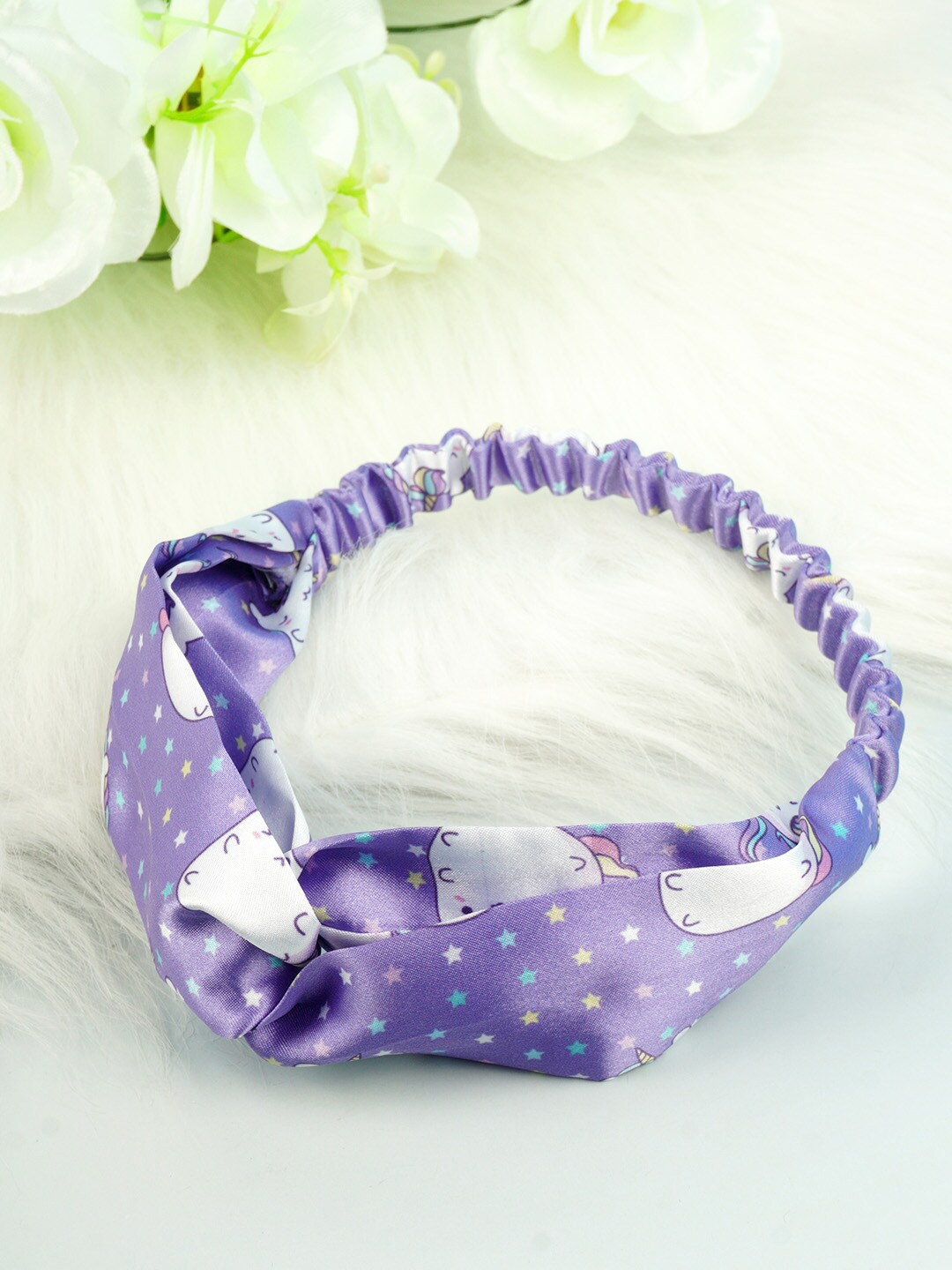 

Ferosh Women Purple & White Printed Knot Hairband