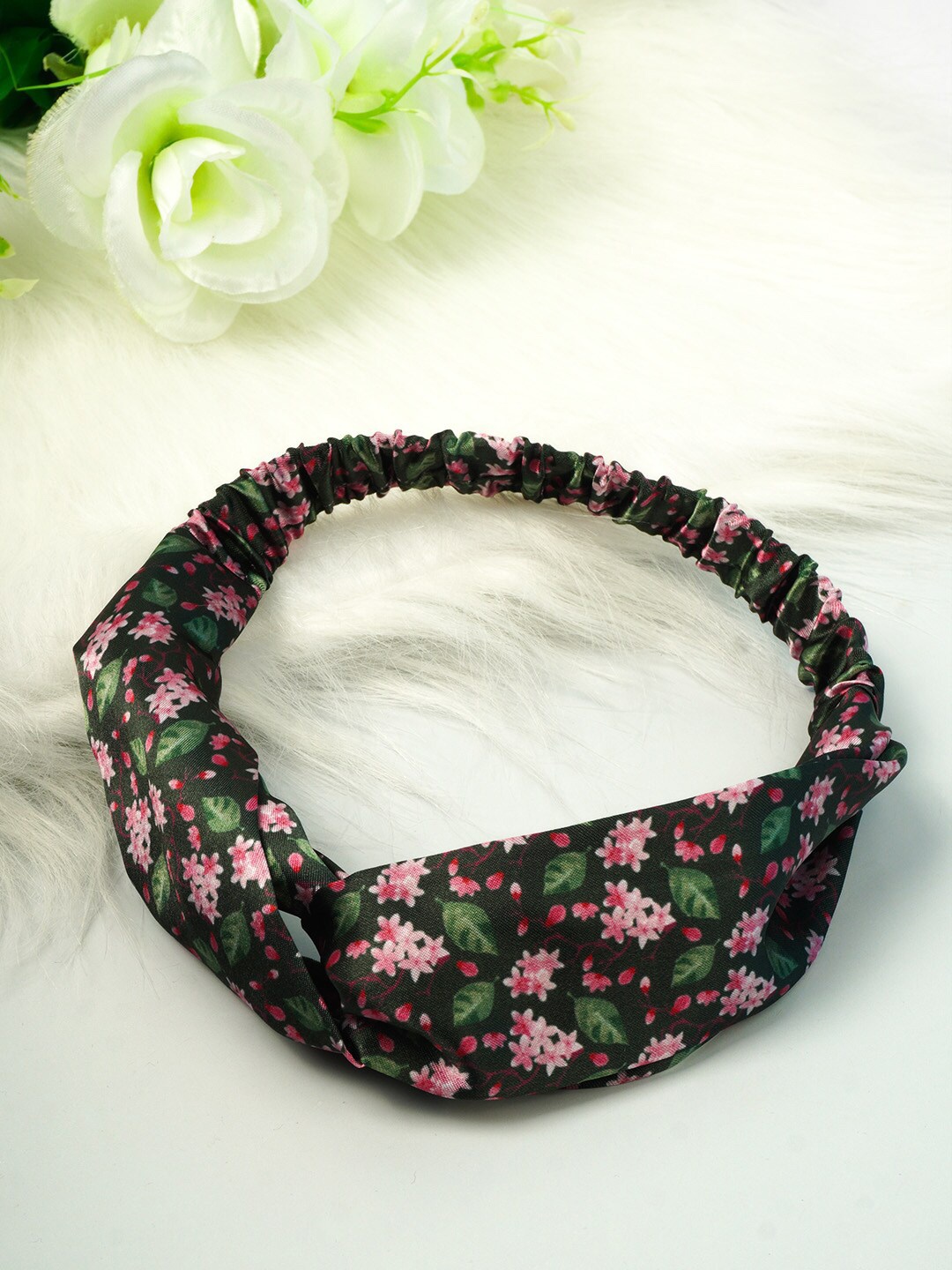 

Ferosh Women Black & Pink Floral Hairband