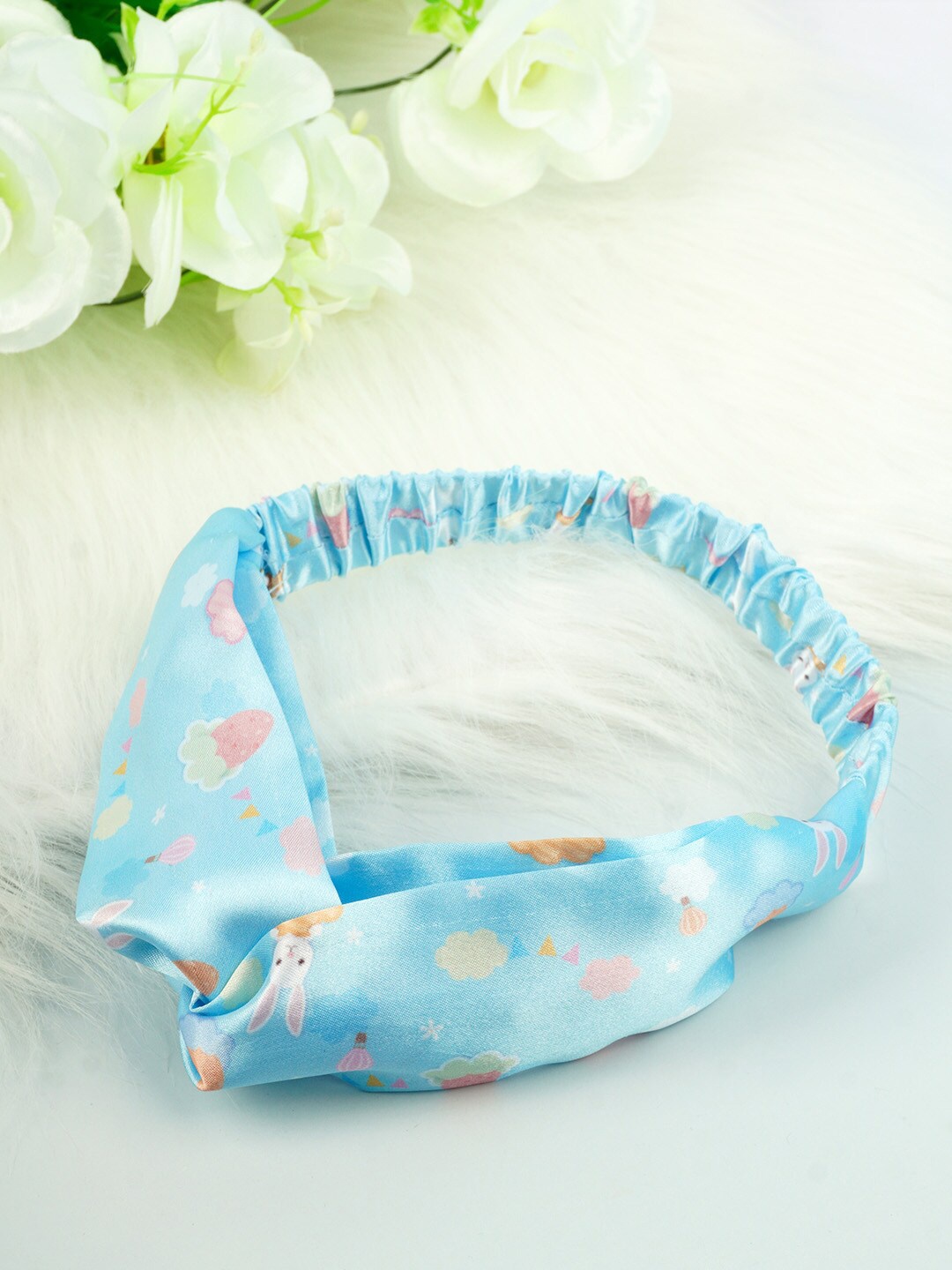 

Ferosh Women Blue & White Printed Knot Hairband
