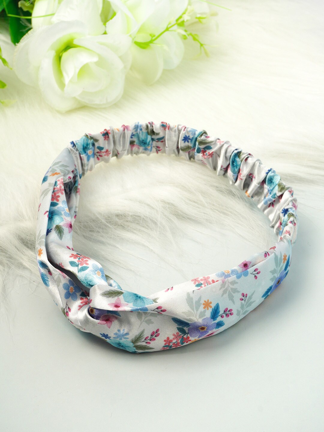 

Ferosh Women White & Purple Floral Knot Hairband