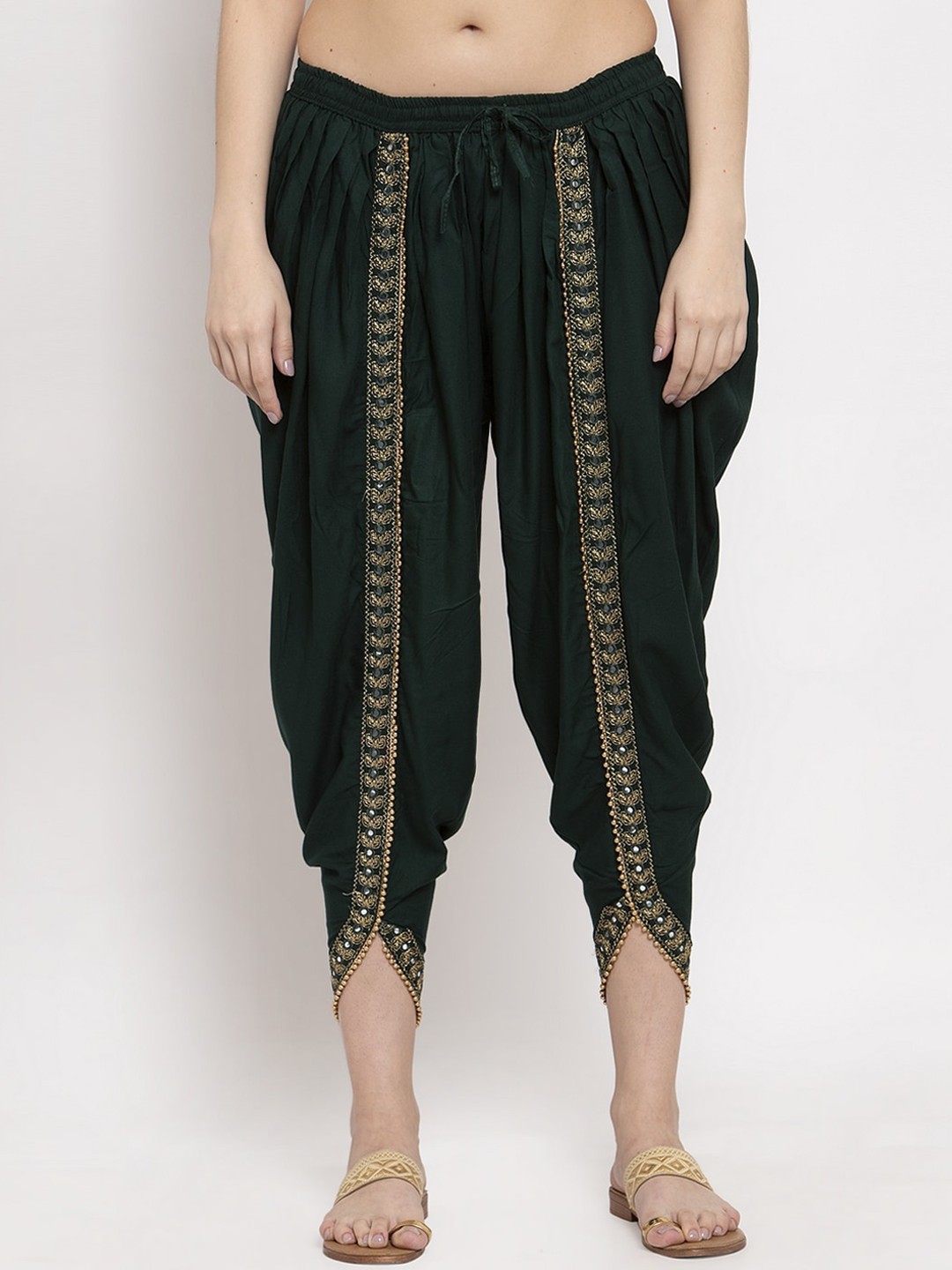

Miaz Lifestyle Women Black Solid Loose-Fit Dhoti Pants, Green