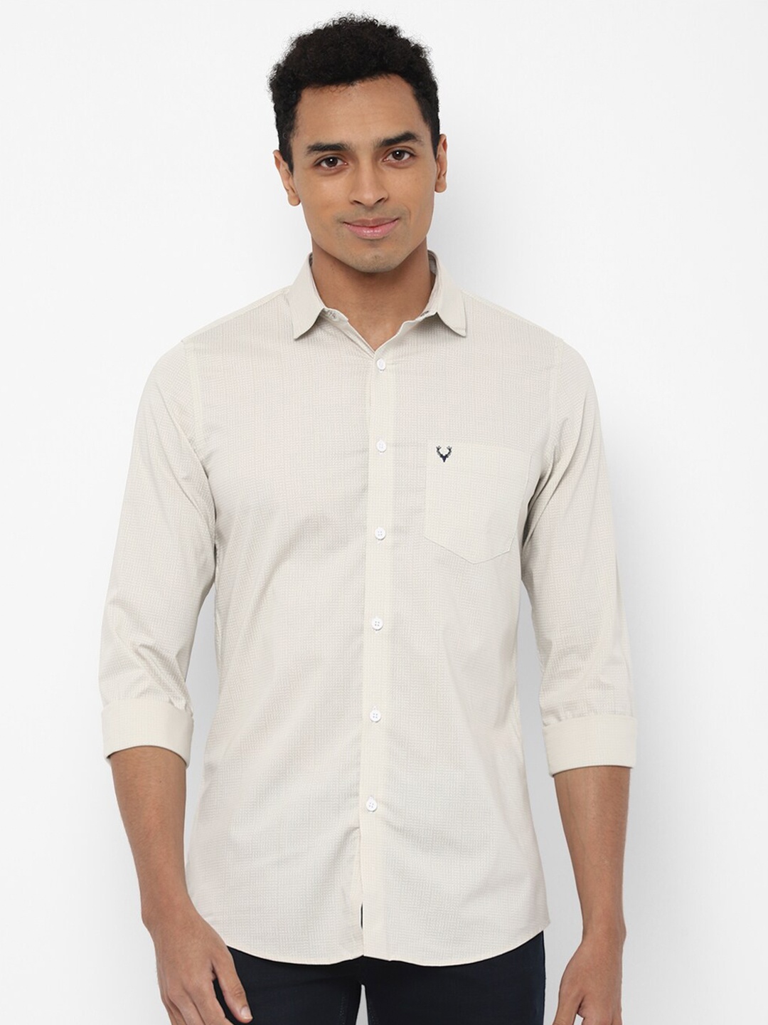 

Allen Solly Men Beige Micro Checks Slim Fit Cotton Casual Shirt