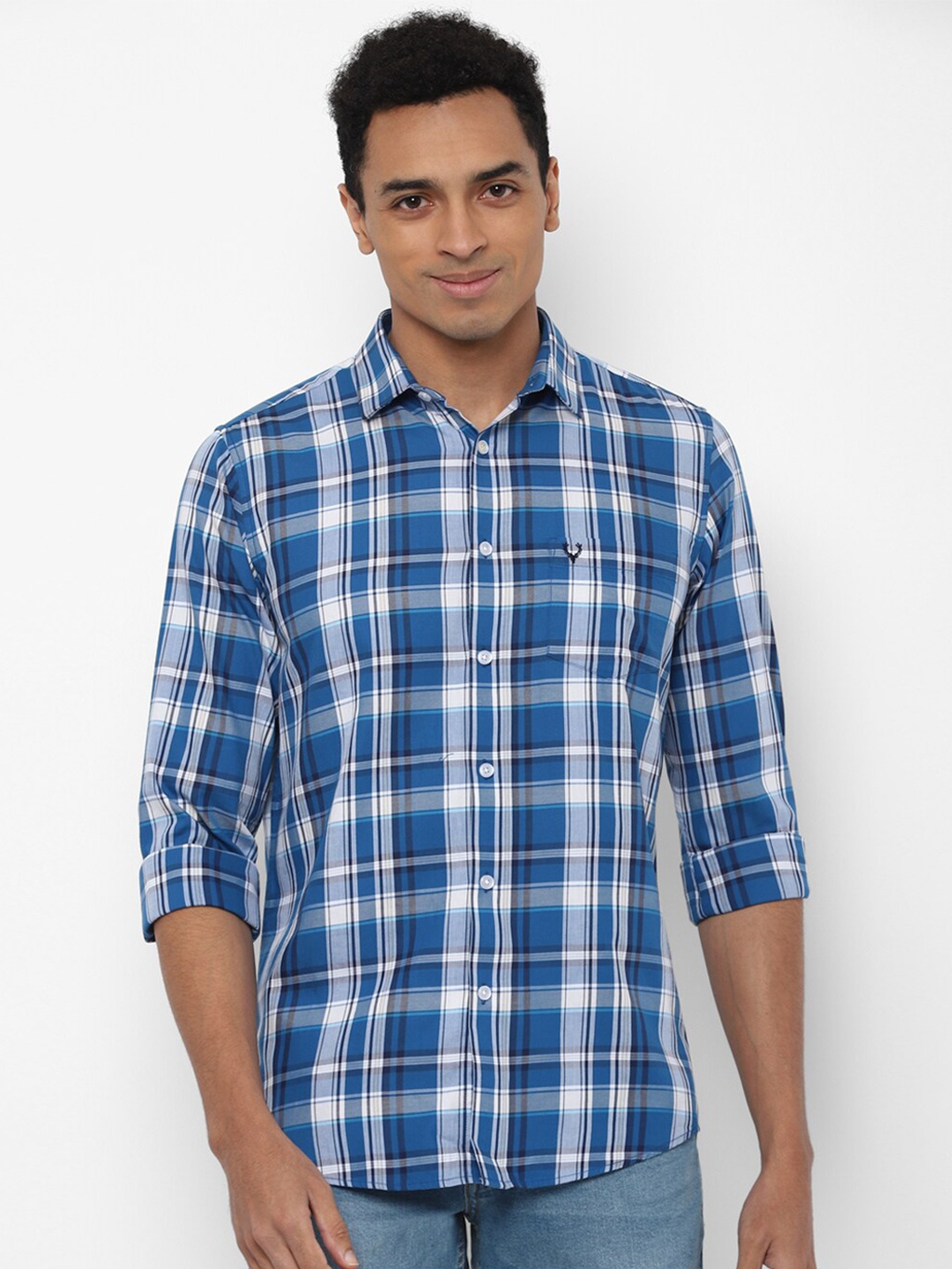 

Allen Solly Men Blue Slim Fit Tartan Checked Cotton Casual Shirt