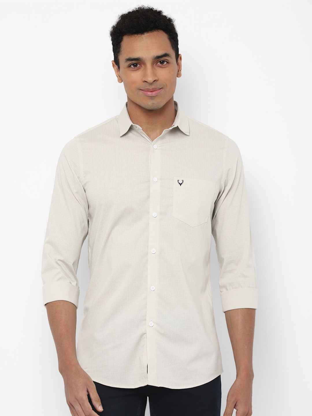 

Allen Solly Men Beige Slim Fit Printed Casual Shirt