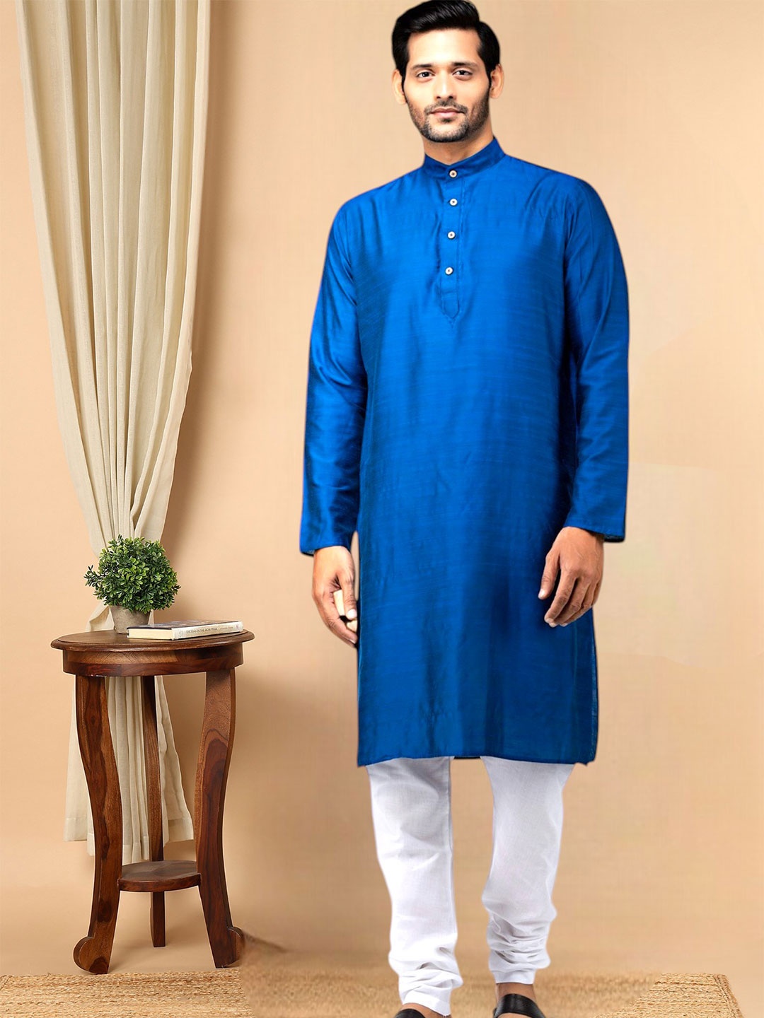 

TATTVA Men Blue Pure Cotton Kurta with Pyjamas