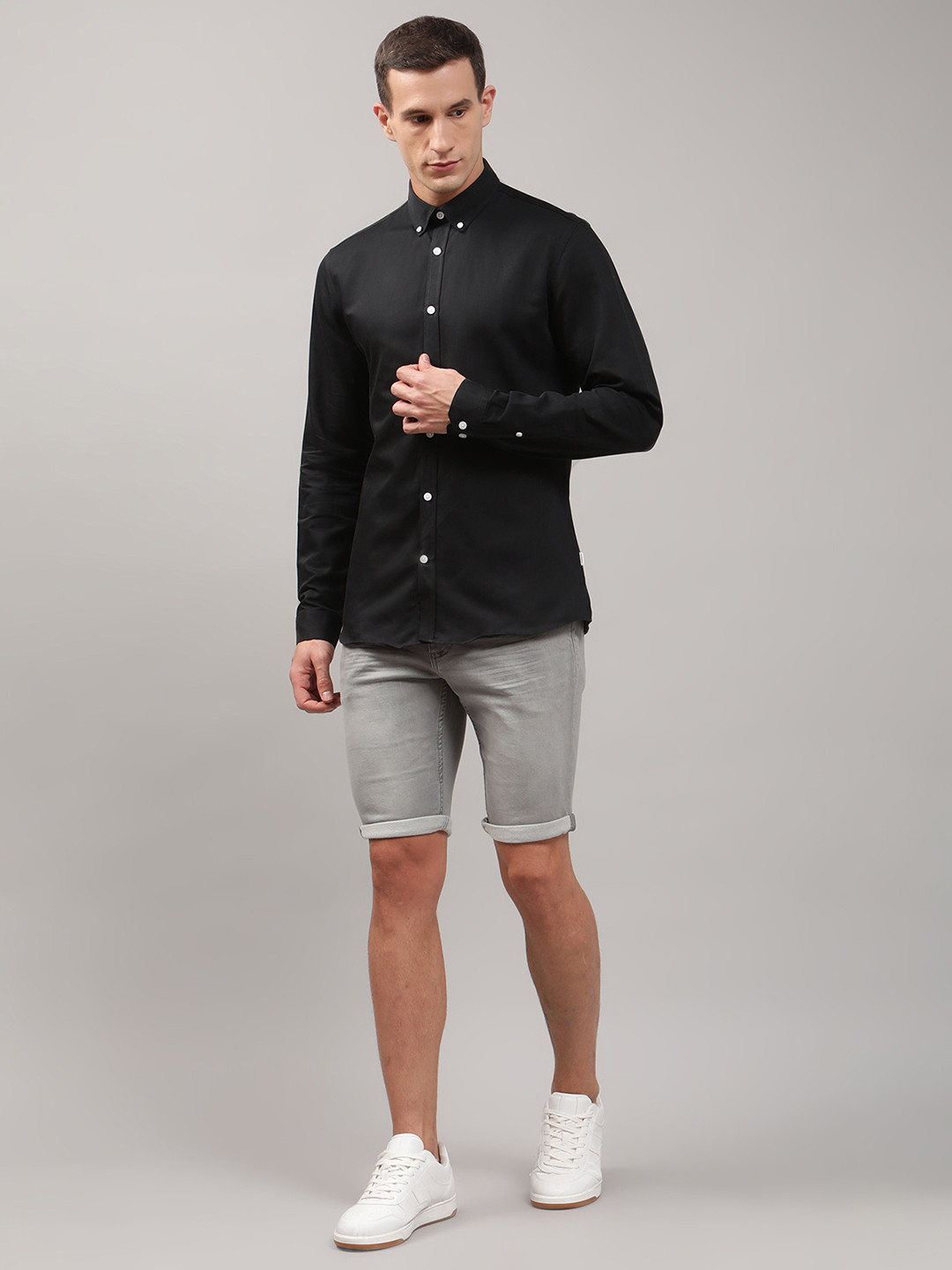 

LINDBERGH Men Black Slim Fit Casual Shirt