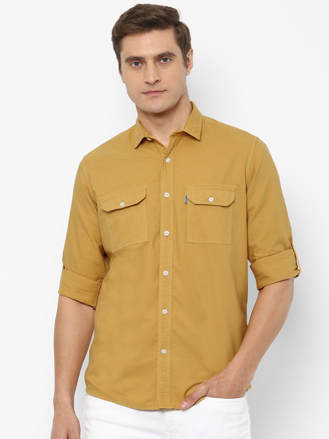 

Louis Philippe Jeans Men Yellow Slim Fit Solid Cotton Casual Shirt